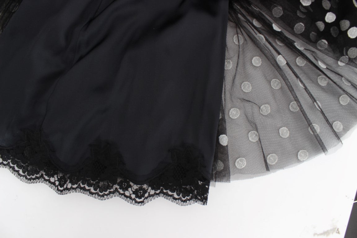 Dolce & Gabbana Schwarz-weiß gepunktetes Kleid mit Rüschen-8