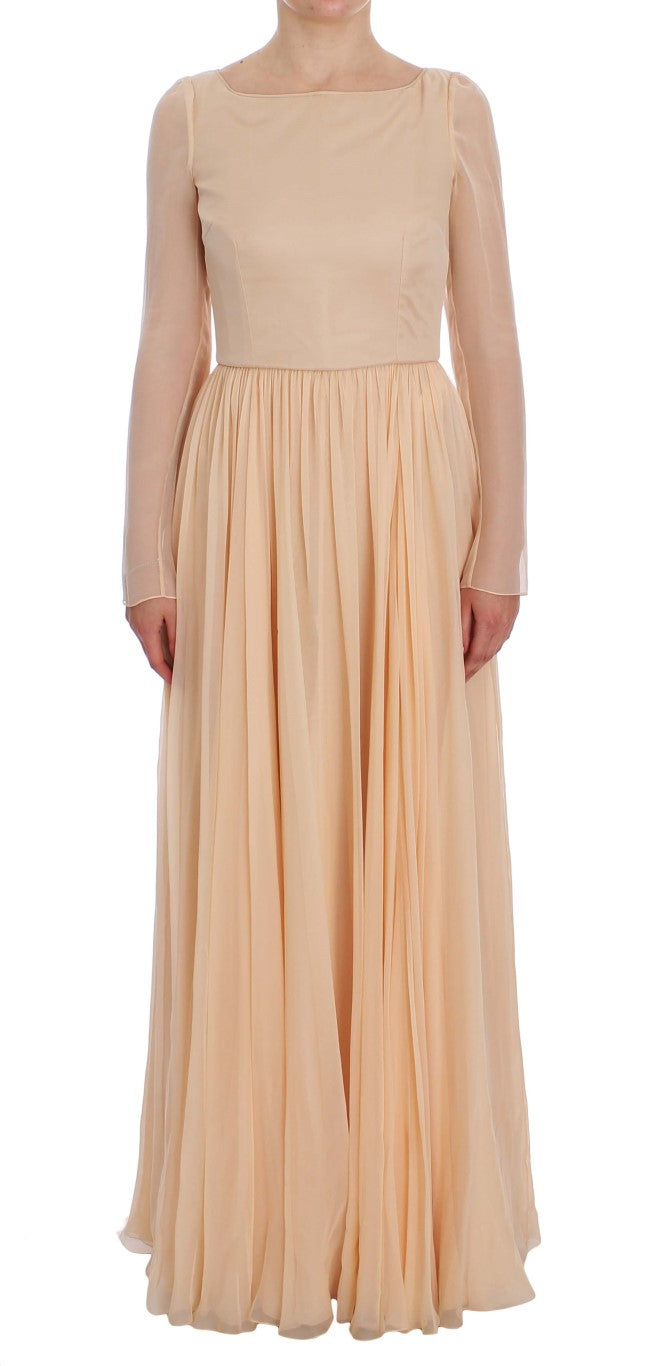 Dolce & Gabbana Beige Silk Ball Gown Full Length Dress-1