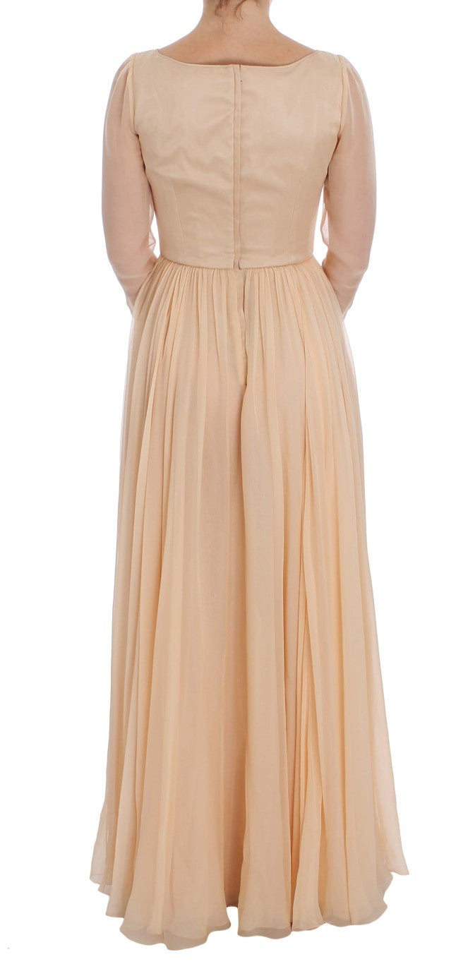 Dolce & Gabbana Beige Silk Ball Gown Full Length Dress-3