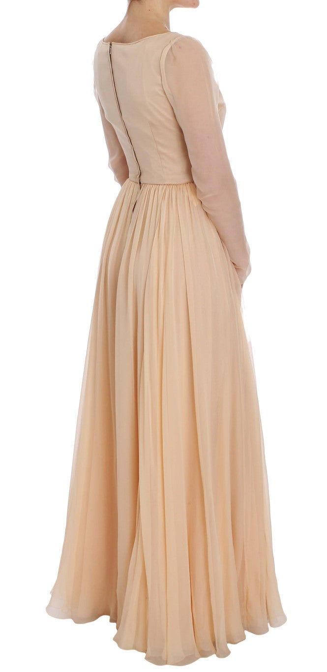 Dolce & Gabbana Beige Silk Ball Gown Full Length Dress-4