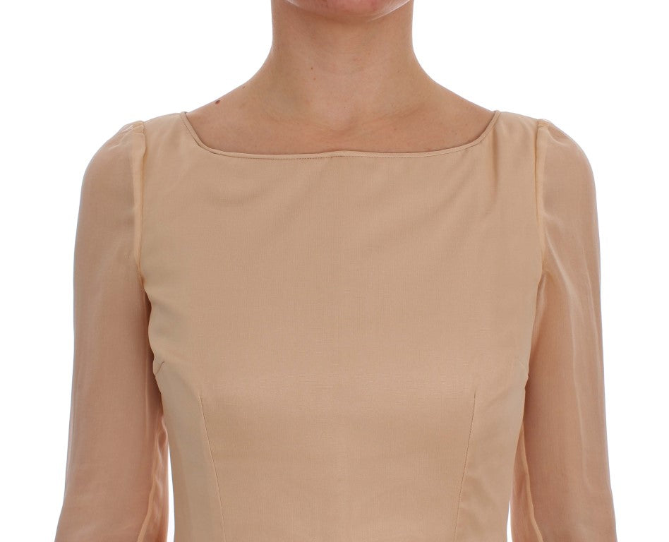 Dolce & Gabbana Beige Silk Ball Gown Full Length Dress-5
