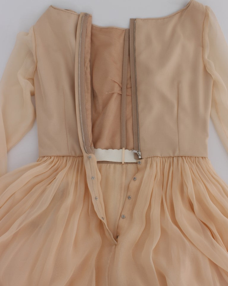 Dolce & Gabbana Beige Silk Ball Gown Full Length Dress-6