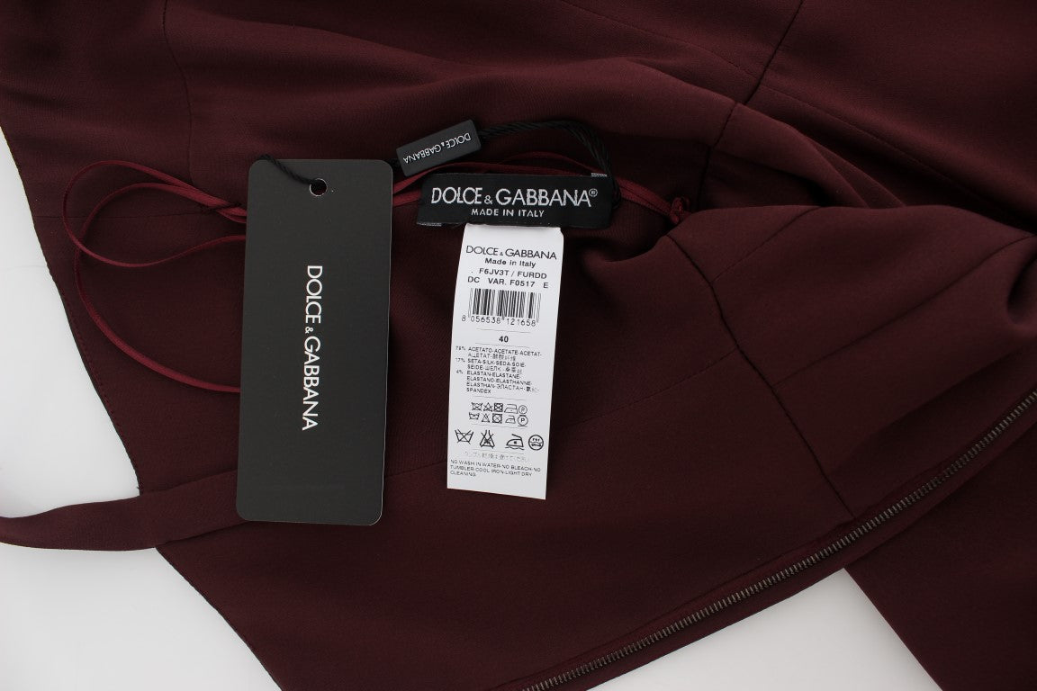 Dolce & Gabbana Bordeaux full-length stretch sheath dress-7