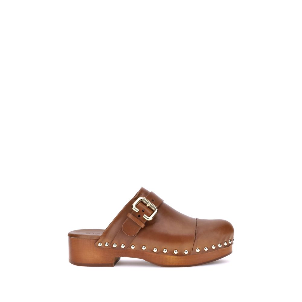 Chloé Brown Calfskin Bos Taurus Clogs-1