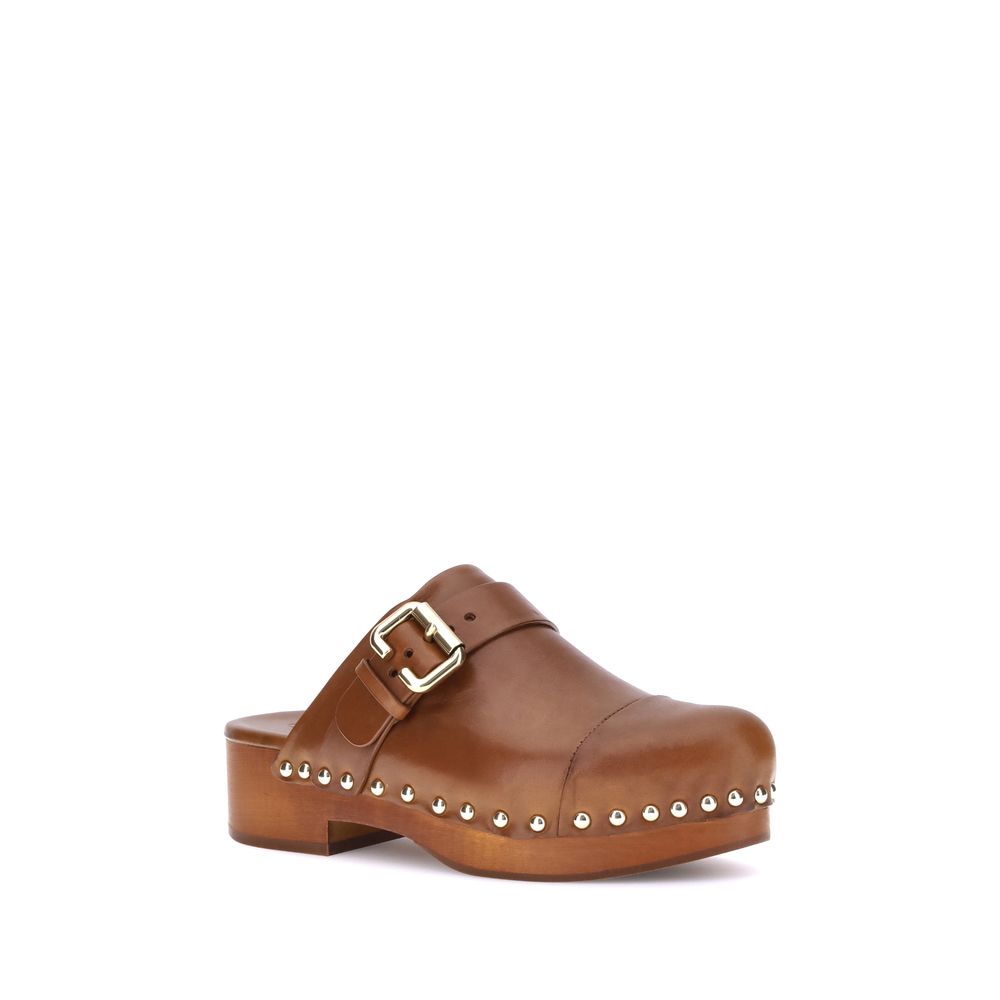 Chloé Brown Calfskin Bos Taurus Clogs-2