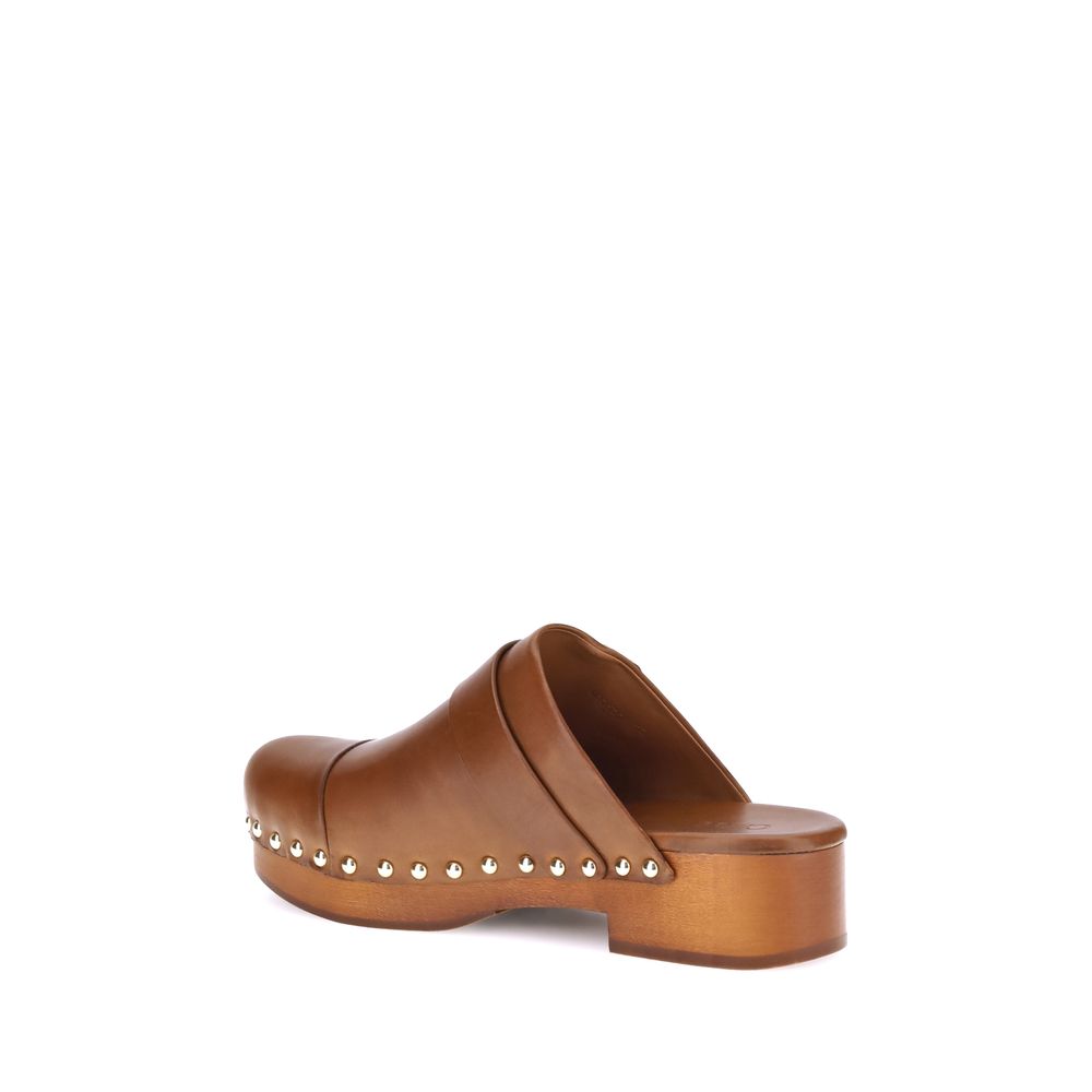 Chloé Brown Calfskin Bos Taurus Clogs-3