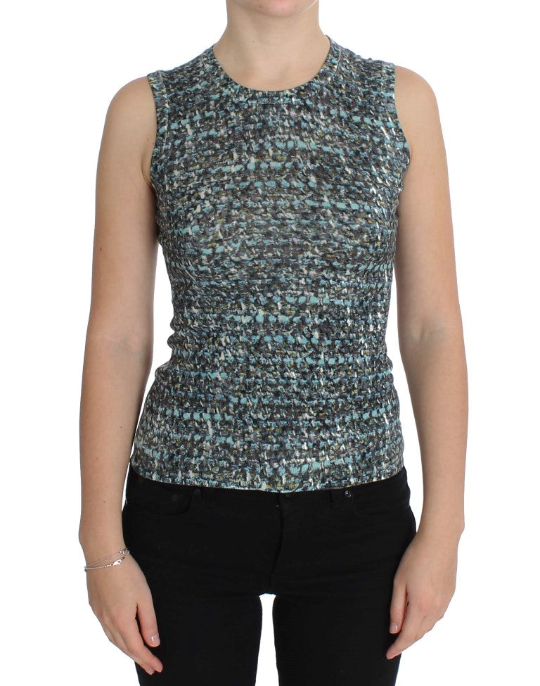 Dolce & Gabbana Blue Wool Sleeveless Sweater-1