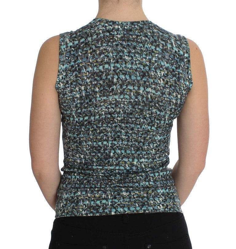Dolce & Gabbana Blue Wool Sleeveless Sweater-3