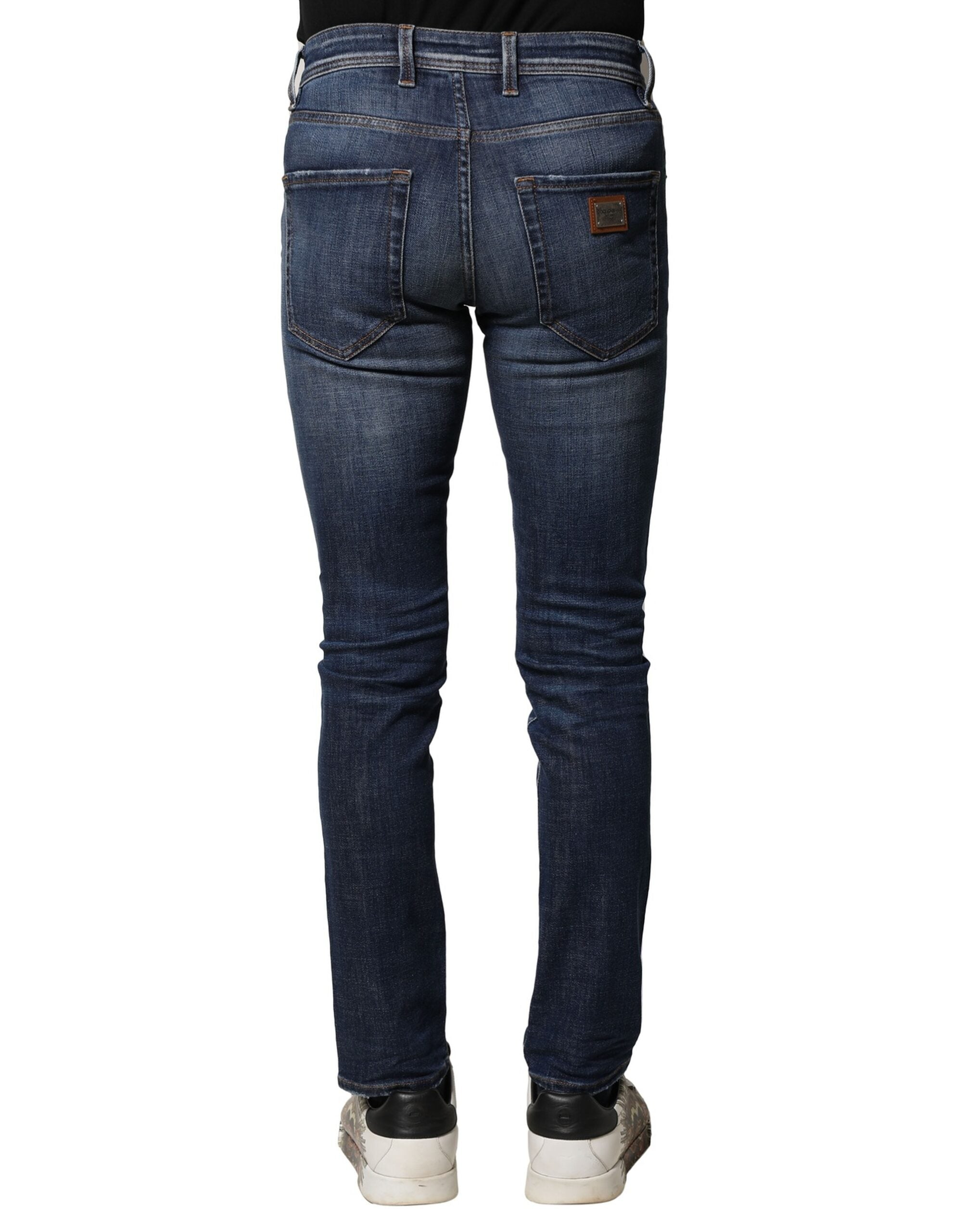 Dolce & Gabbana Blue Washed Cotton Slim Fit Men's Denim Jeans-4
