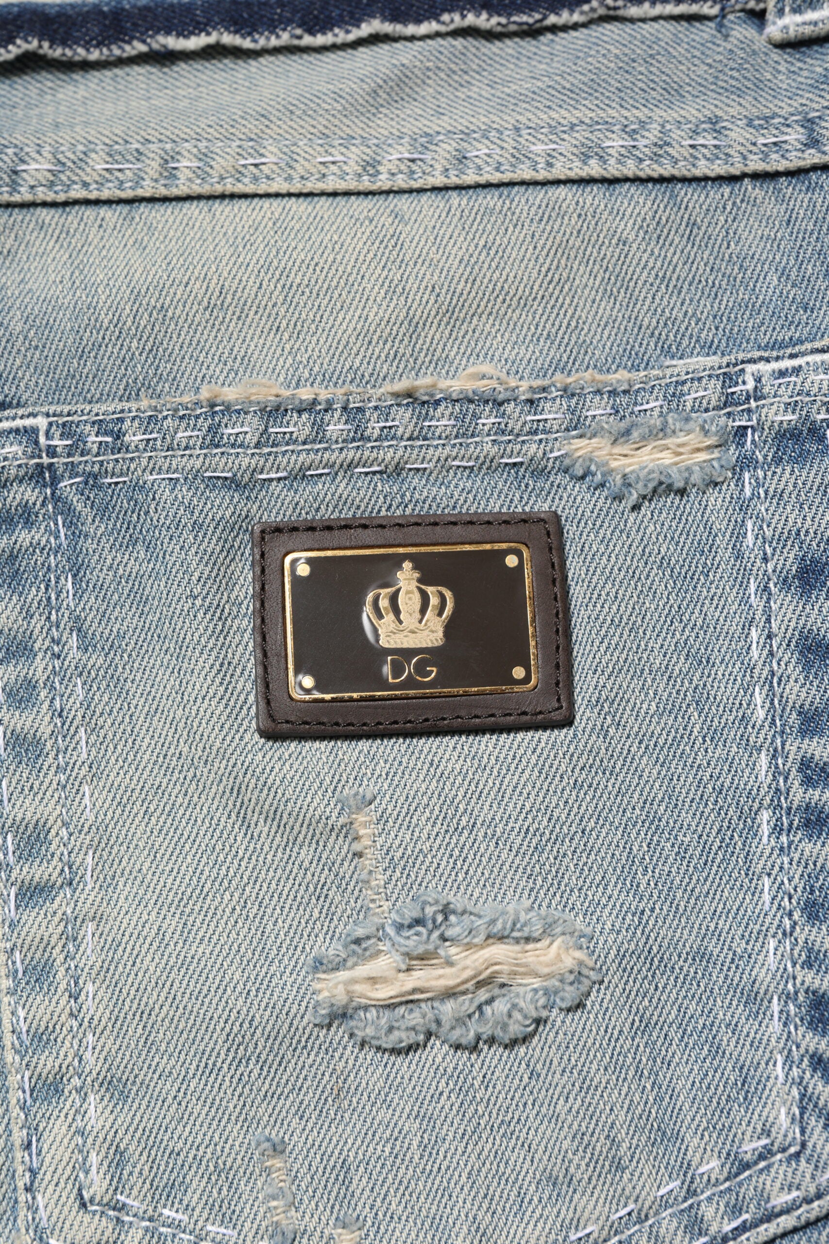 Dolce & Gabbana Light Blue Distressed Straight Men's Denim Jeans-5