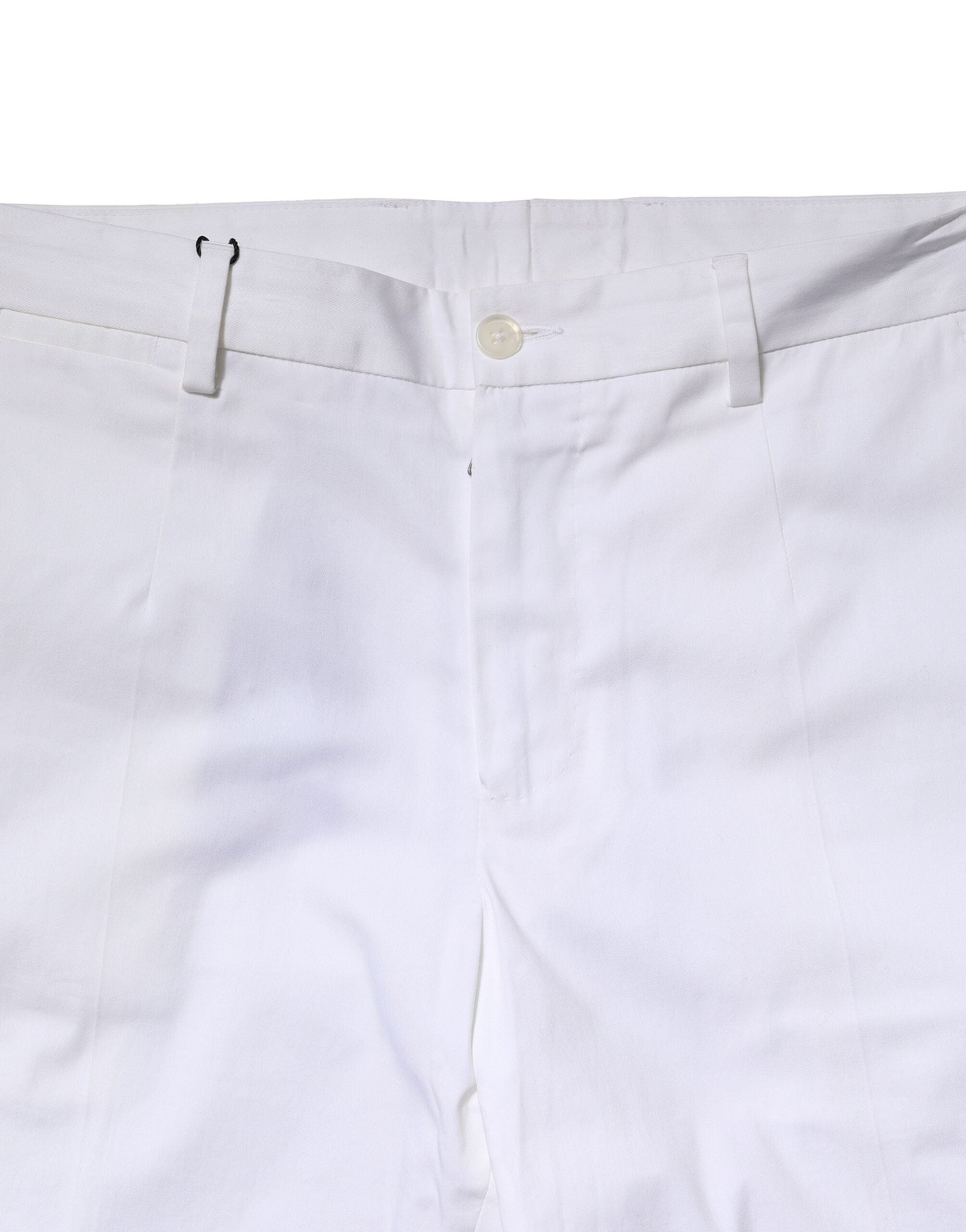 Dolce & Gabbana White Cotton Straight Logo Men's Trousers-5