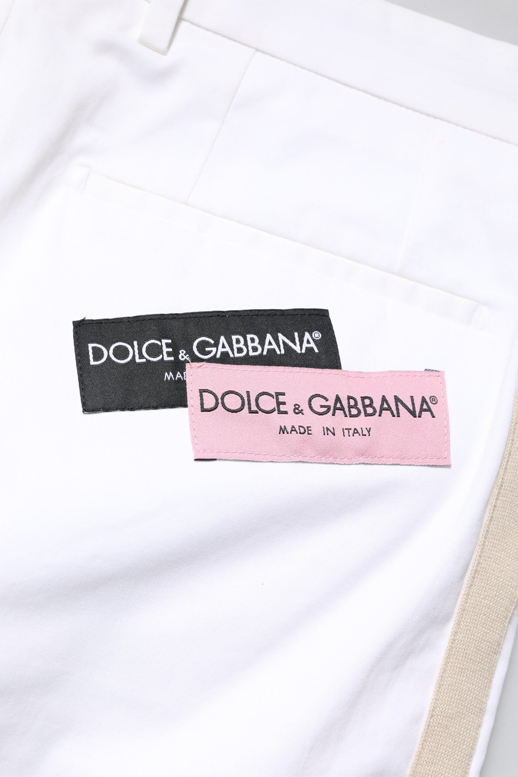 Dolce & Gabbana White Cotton Straight Logo Men's Trousers-6
