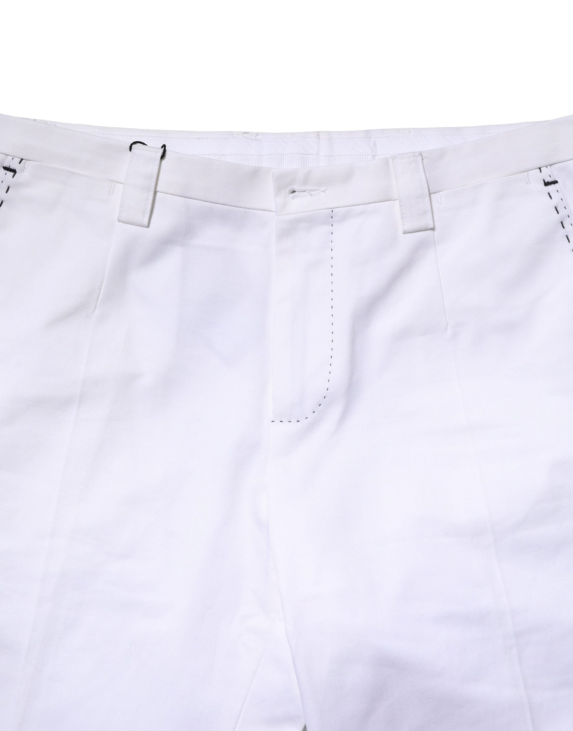 Dolce & Gabbana White Cotton Straight Logo Men's Trousers-5