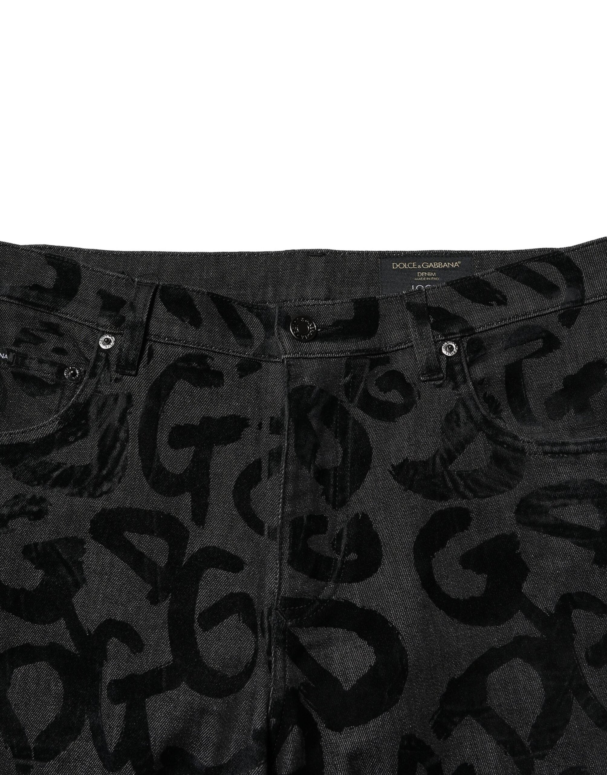 Dolce & Gabbana Grey Cotton DG Logo Straight Men's Denim Jeans-5