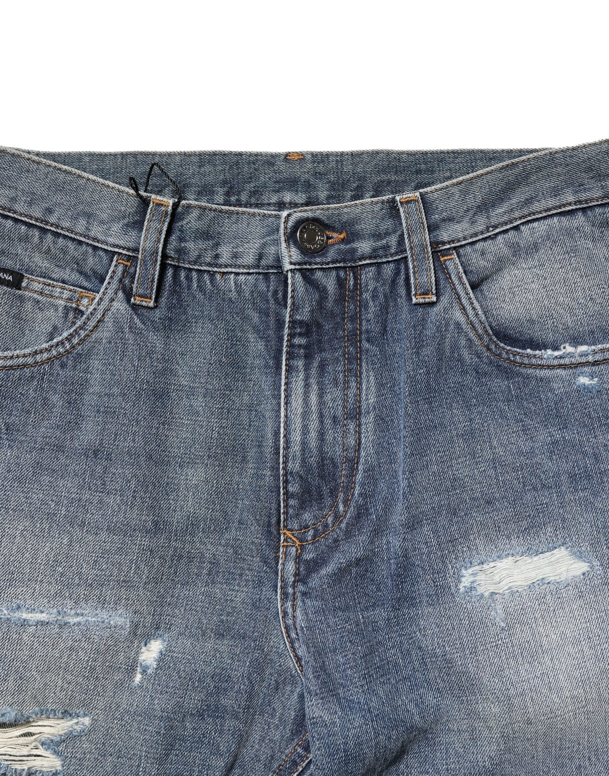 Dolce & Gabbana Blue, washed, ripped straight fit denim jeans-5