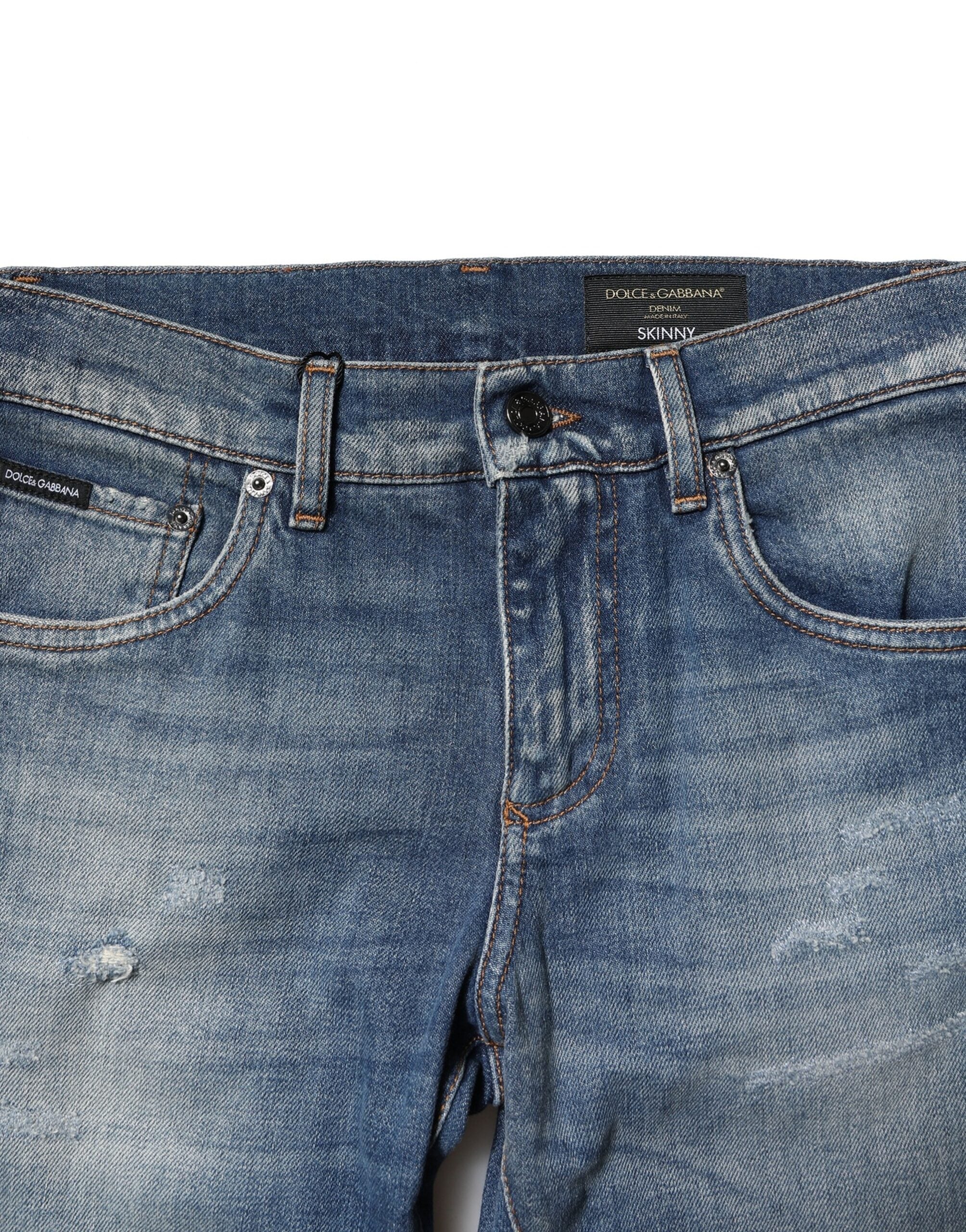 Dolce & Gabbana Blue Washed Cotton Slim Fit Men's Denim Jeans-5