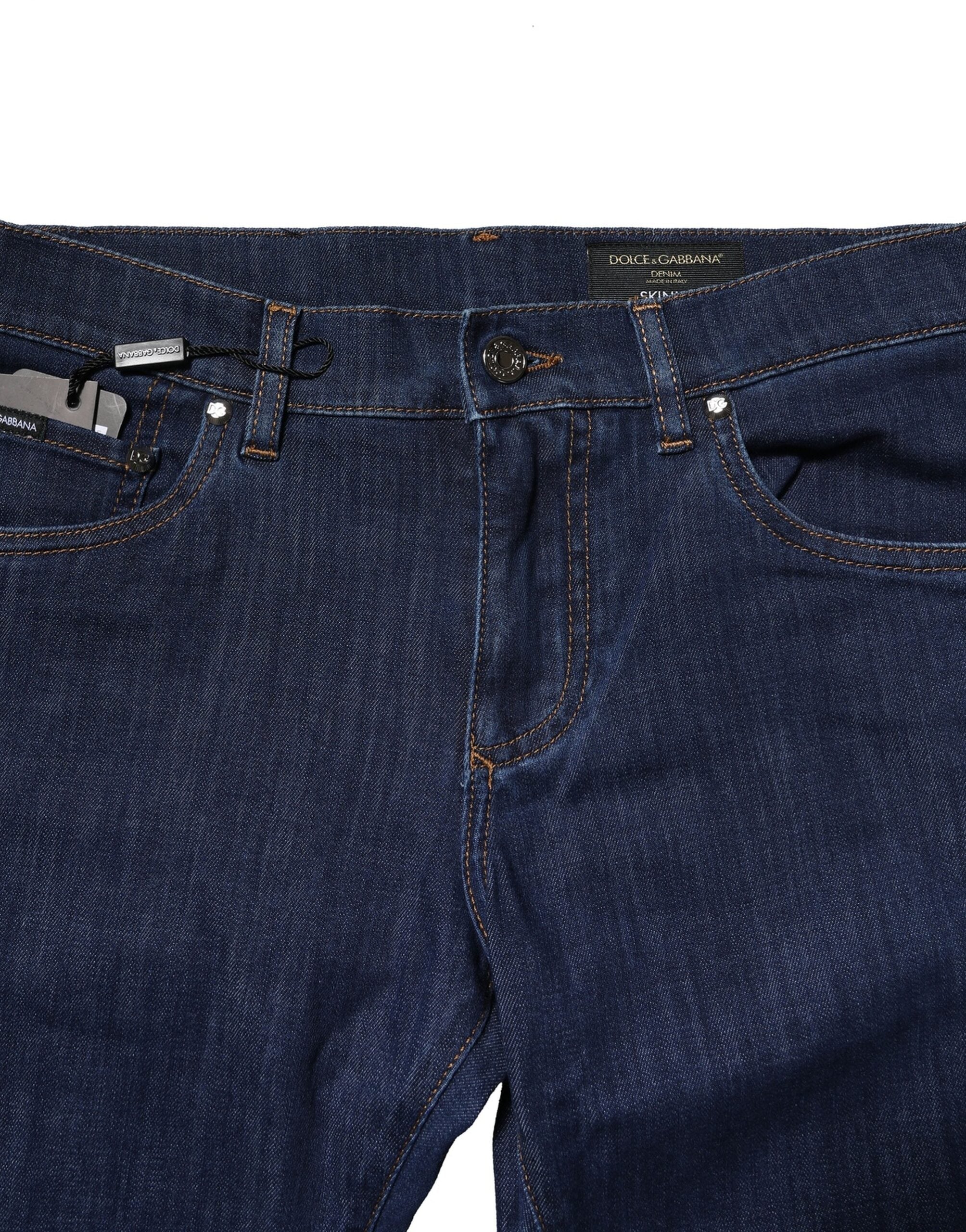 Vaqueros ajustados de algodón elástico azul Dolce & Gabbana para hombre-5