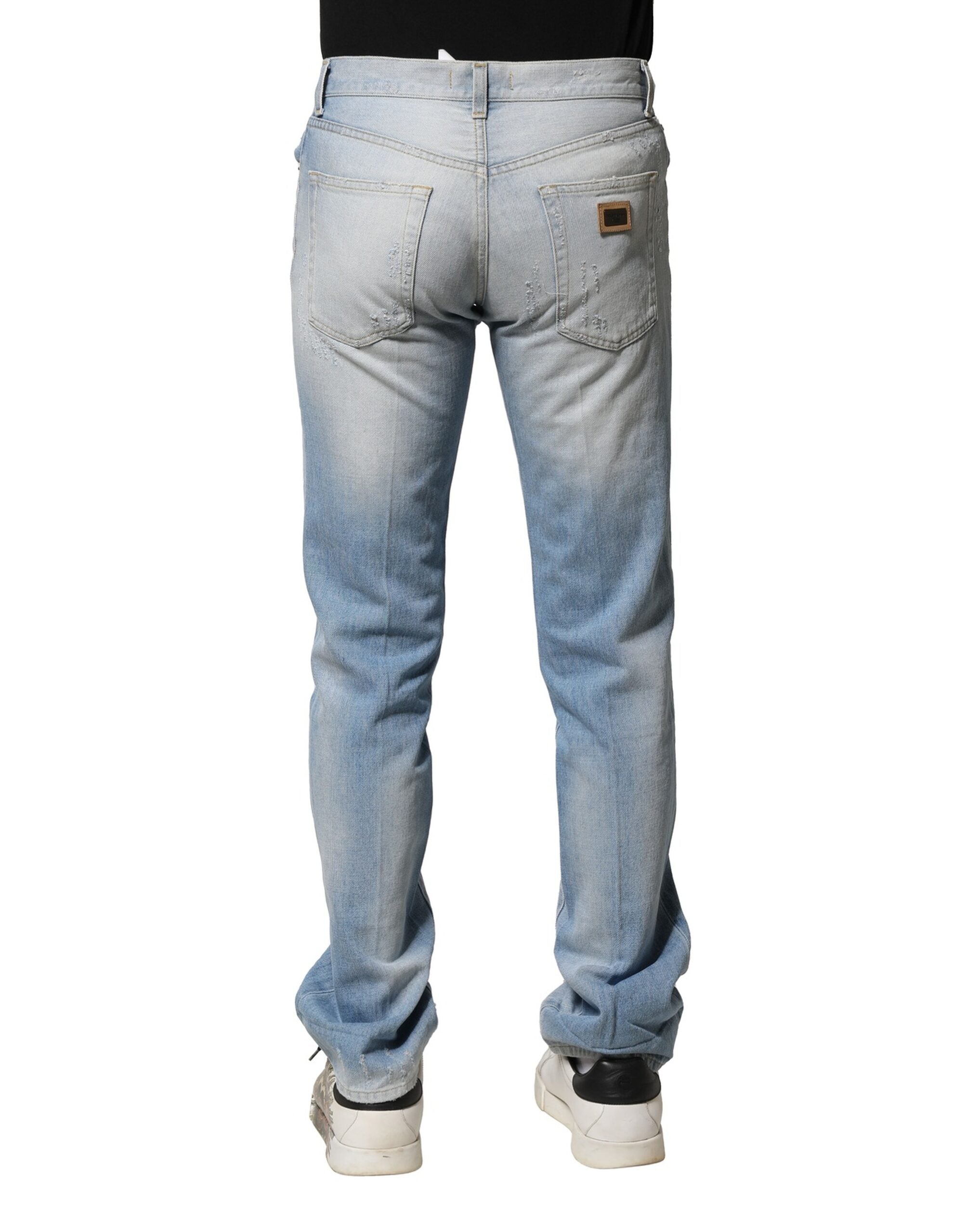 Dolce & Gabbana Light Blue Washed Straight Fit Denim Jeans-4
