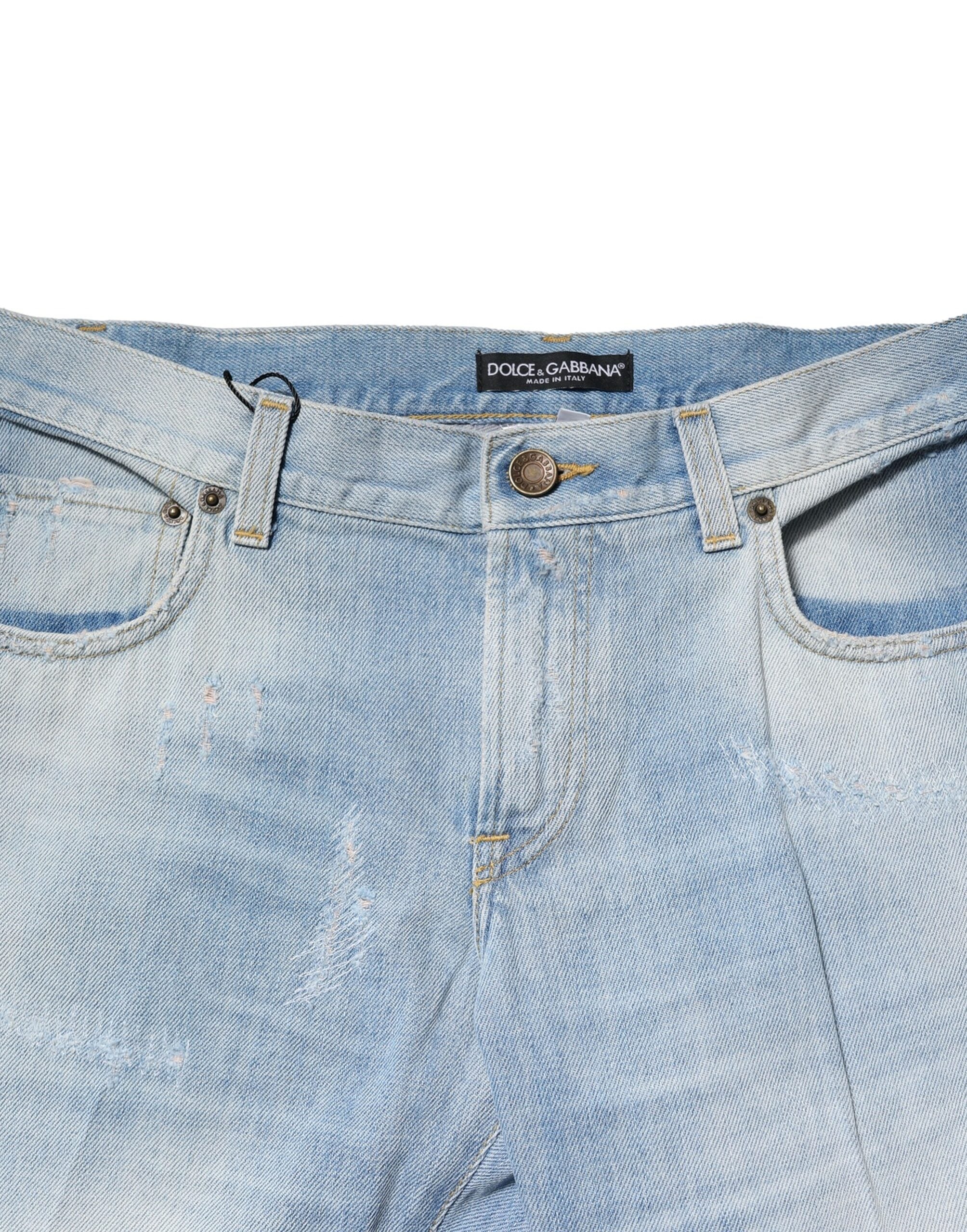 Dolce & Gabbana Light Blue Washed Straight Fit Denim Jeans-5