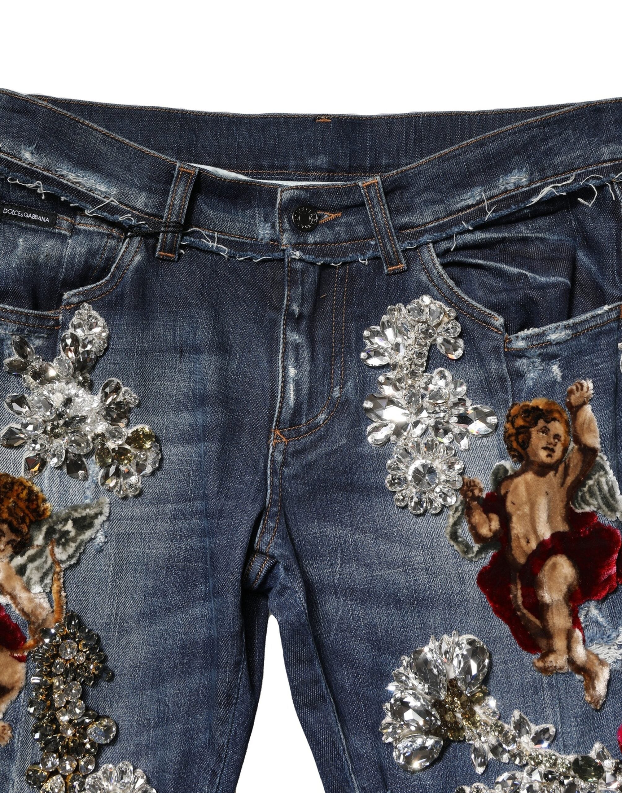 Dolce & Gabbana Blaue Baumwolle mit Strassverzierung Denim Jeans-5