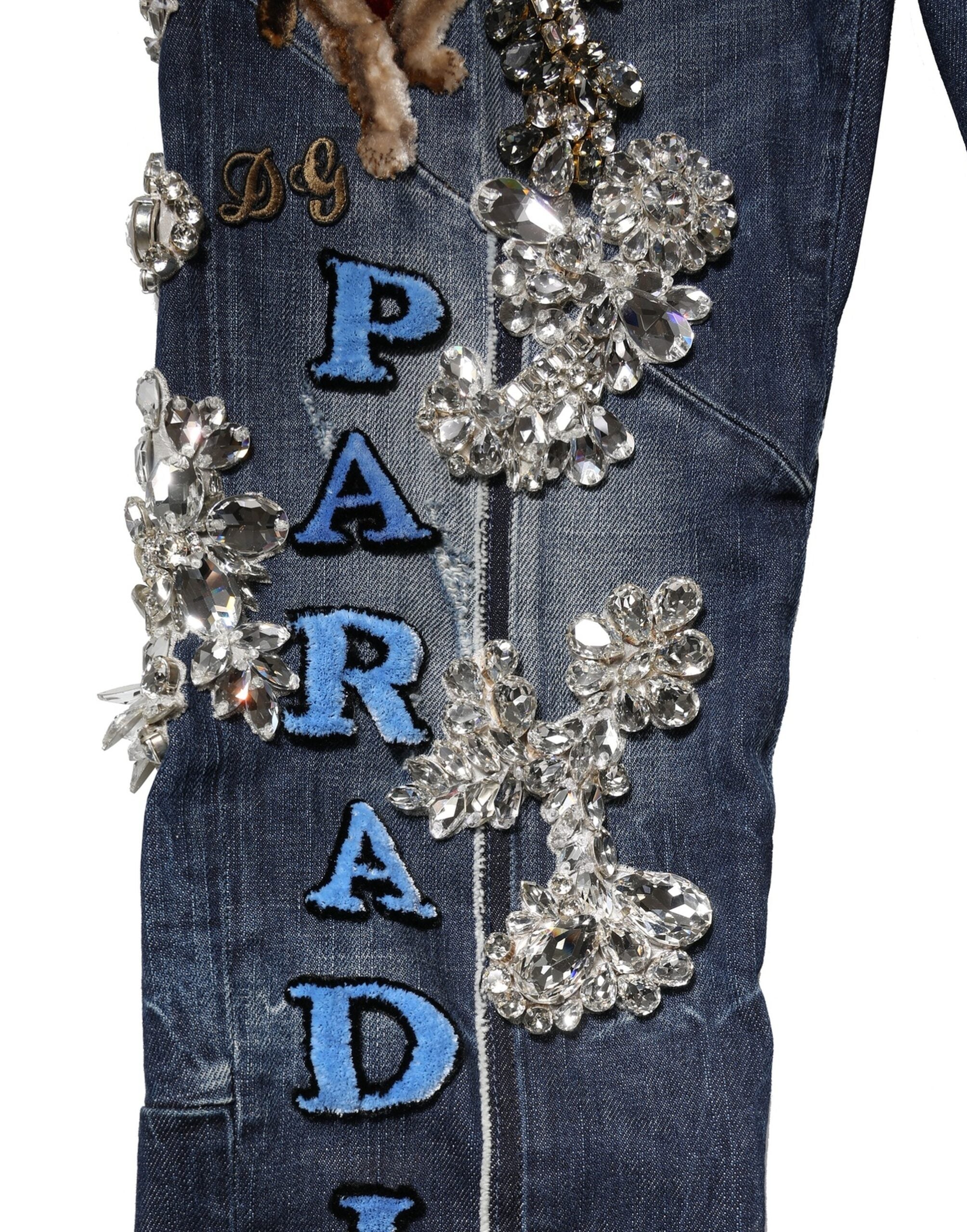 Dolce & Gabbana Blaue Baumwolle mit Strassverzierung Denim Jeans-7