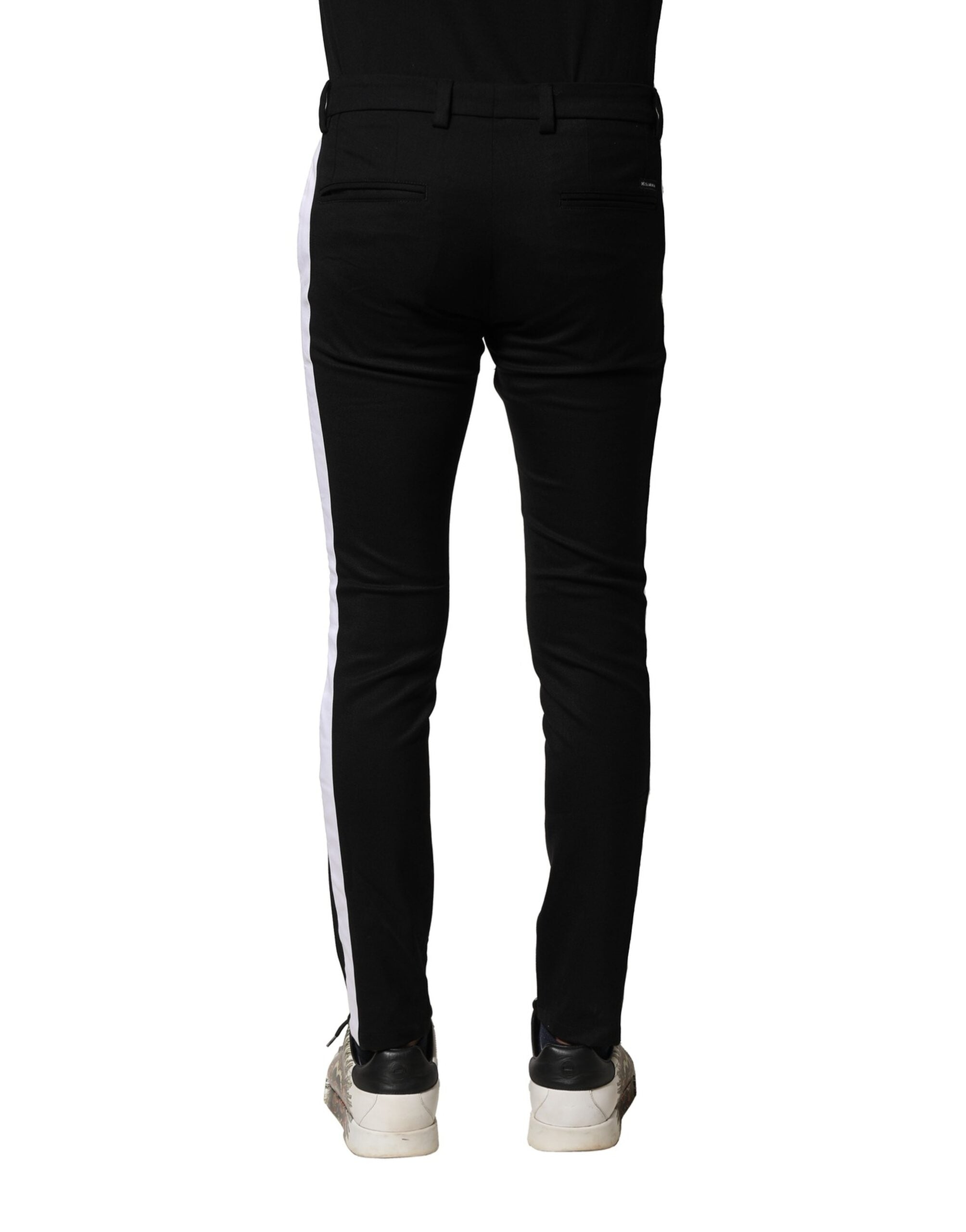 Pantalones ajustados de cintura media de lana negra de Dolce & Gabbana para hombre-4