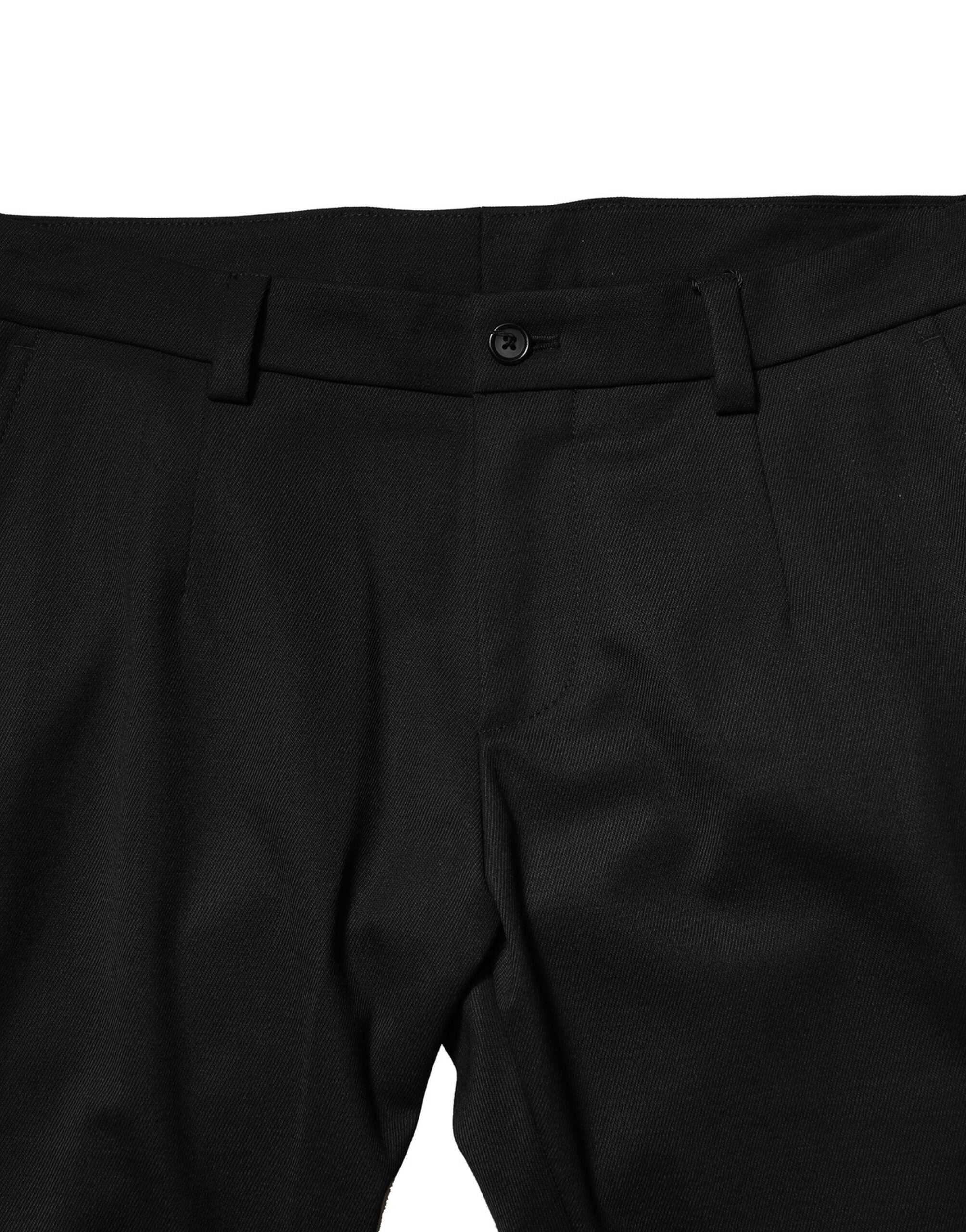 Pantalones ajustados de cintura media de lana negra de Dolce & Gabbana para hombre-5