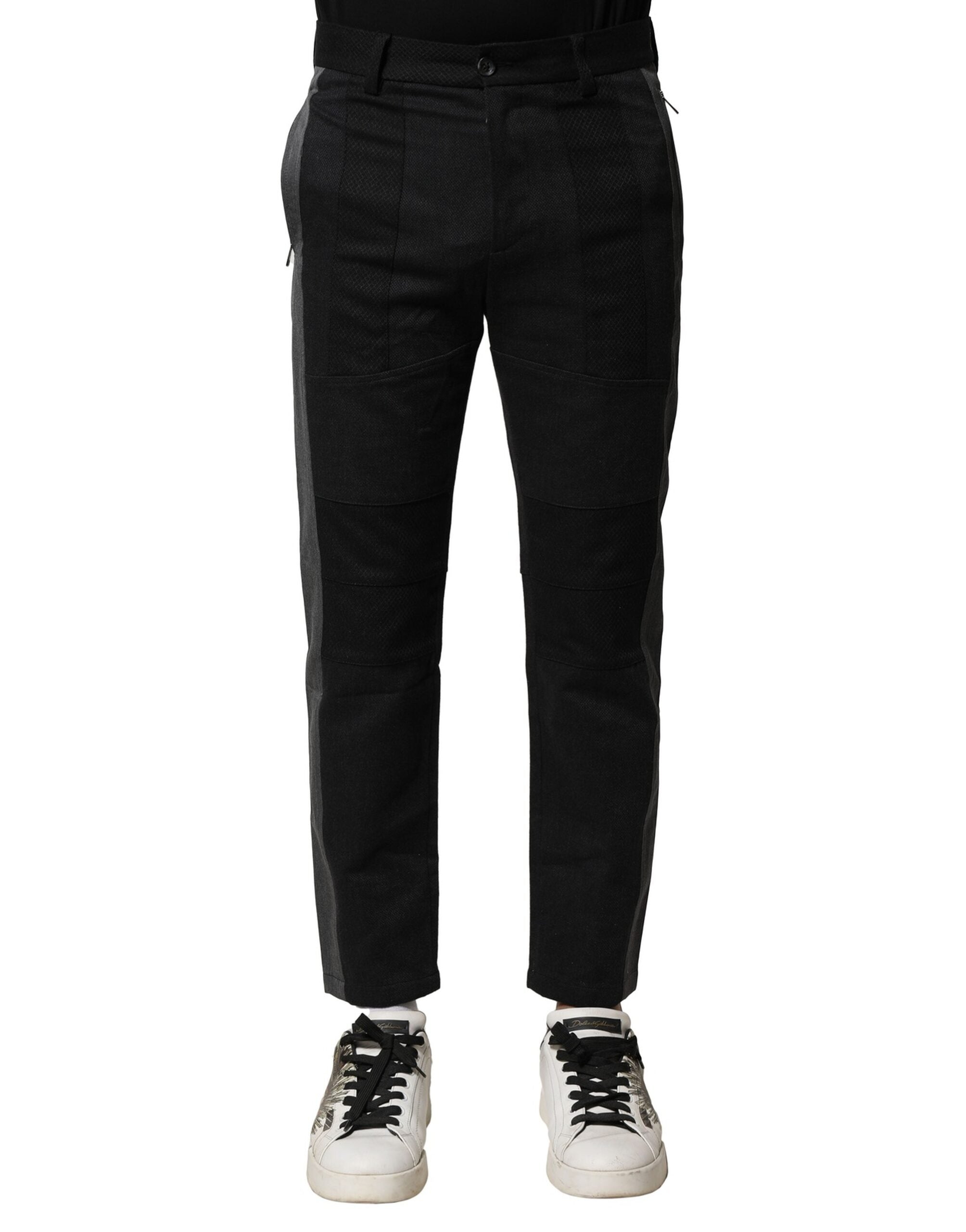 Pantalones cónicos de algodón negro y gris de Dolce & Gabbana para hombre-2