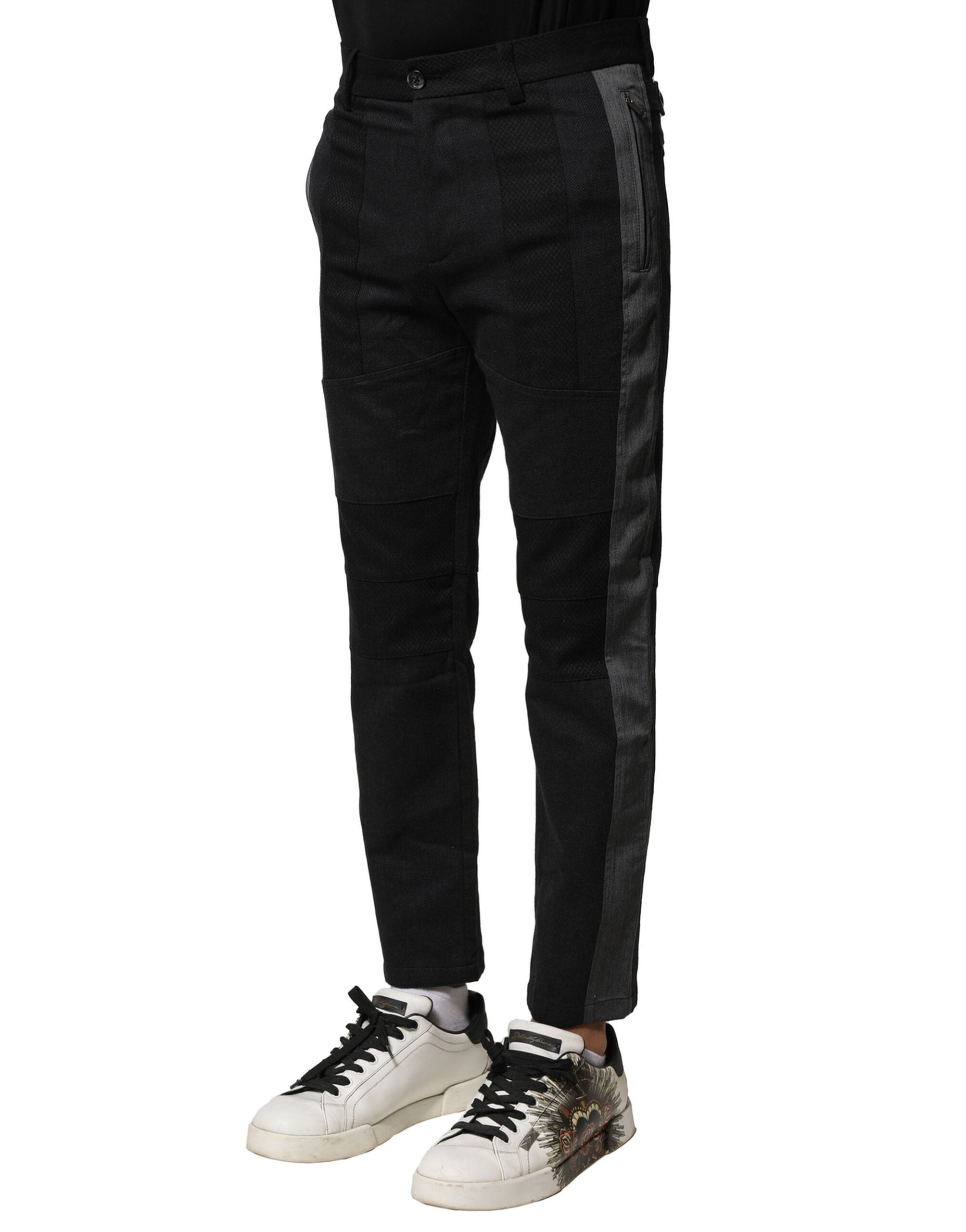 Pantalones cónicos de algodón negro y gris de Dolce & Gabbana para hombre-3