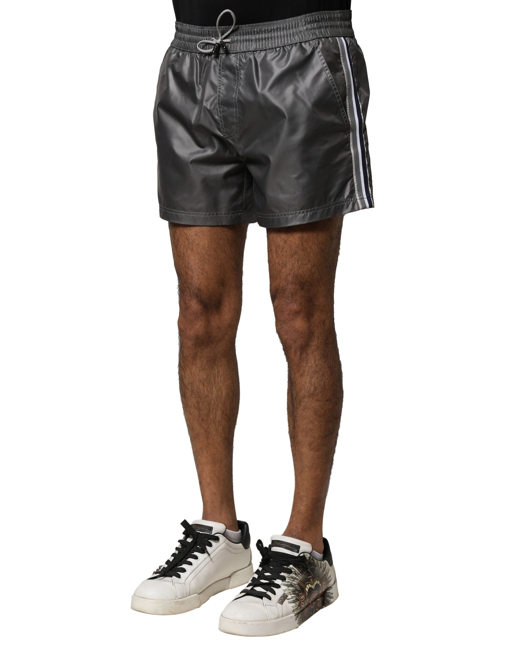Dolce & Gabbana grey casual Bermuda shorts in polyester with a mid-waisted cut-3
