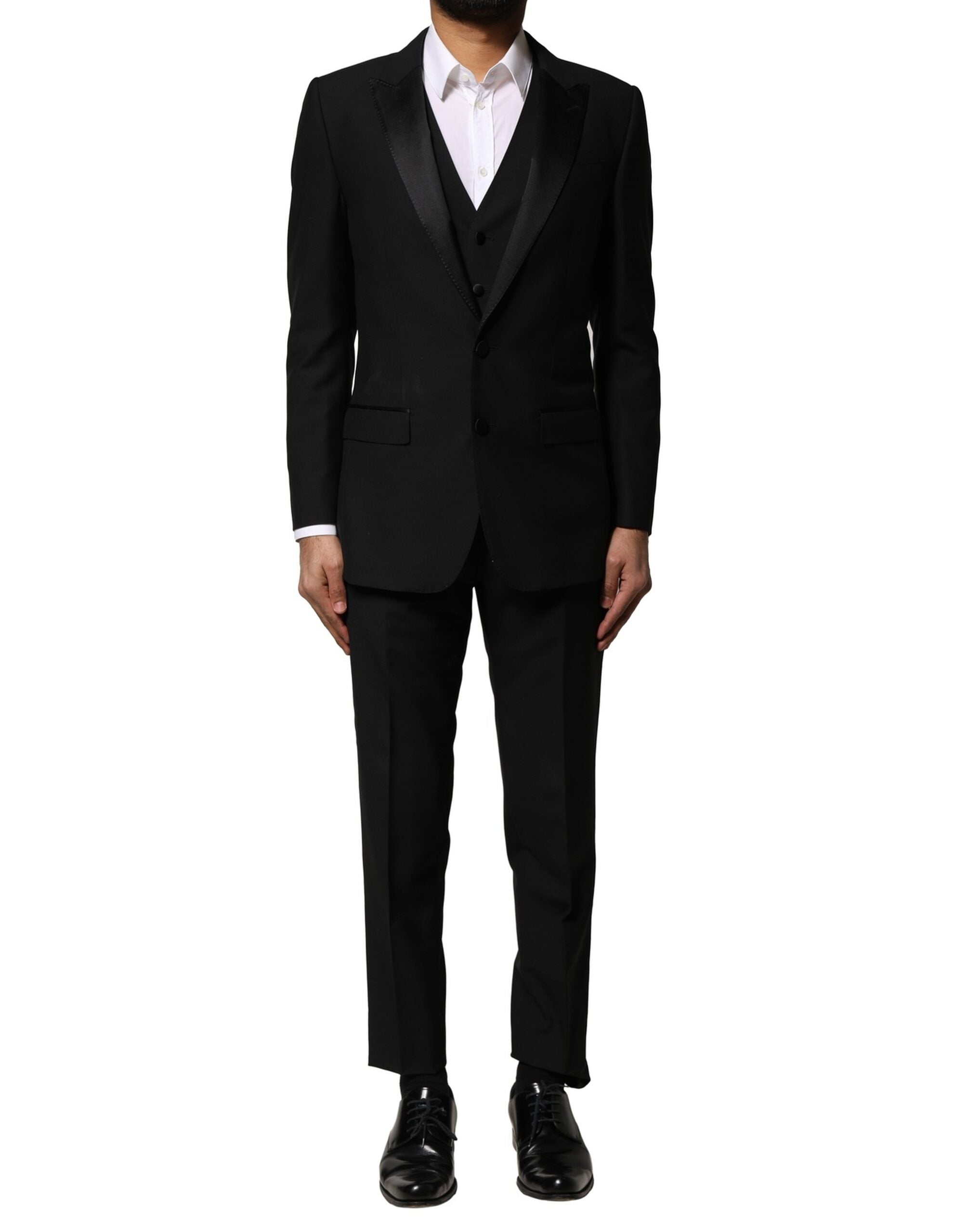 Dolce & Gabbana Black single-breasted wool suit (3 pieces)-1