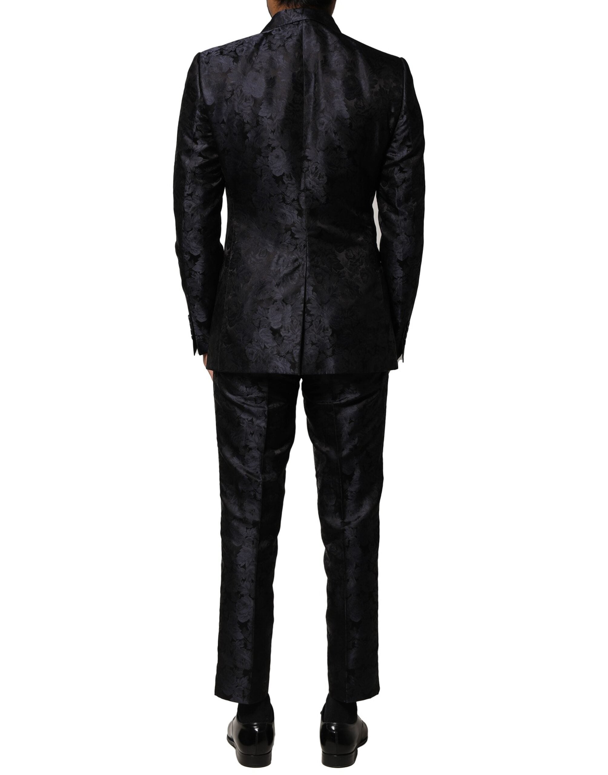 Traje de tres piezas de jacquard negro de Dolce & Gabbana-4