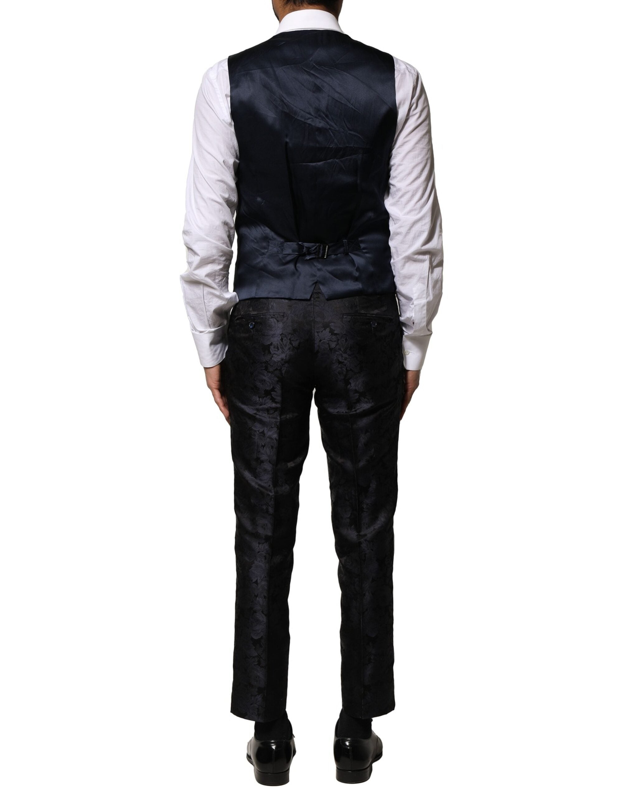 Traje de tres piezas de jacquard negro de Dolce & Gabbana-8