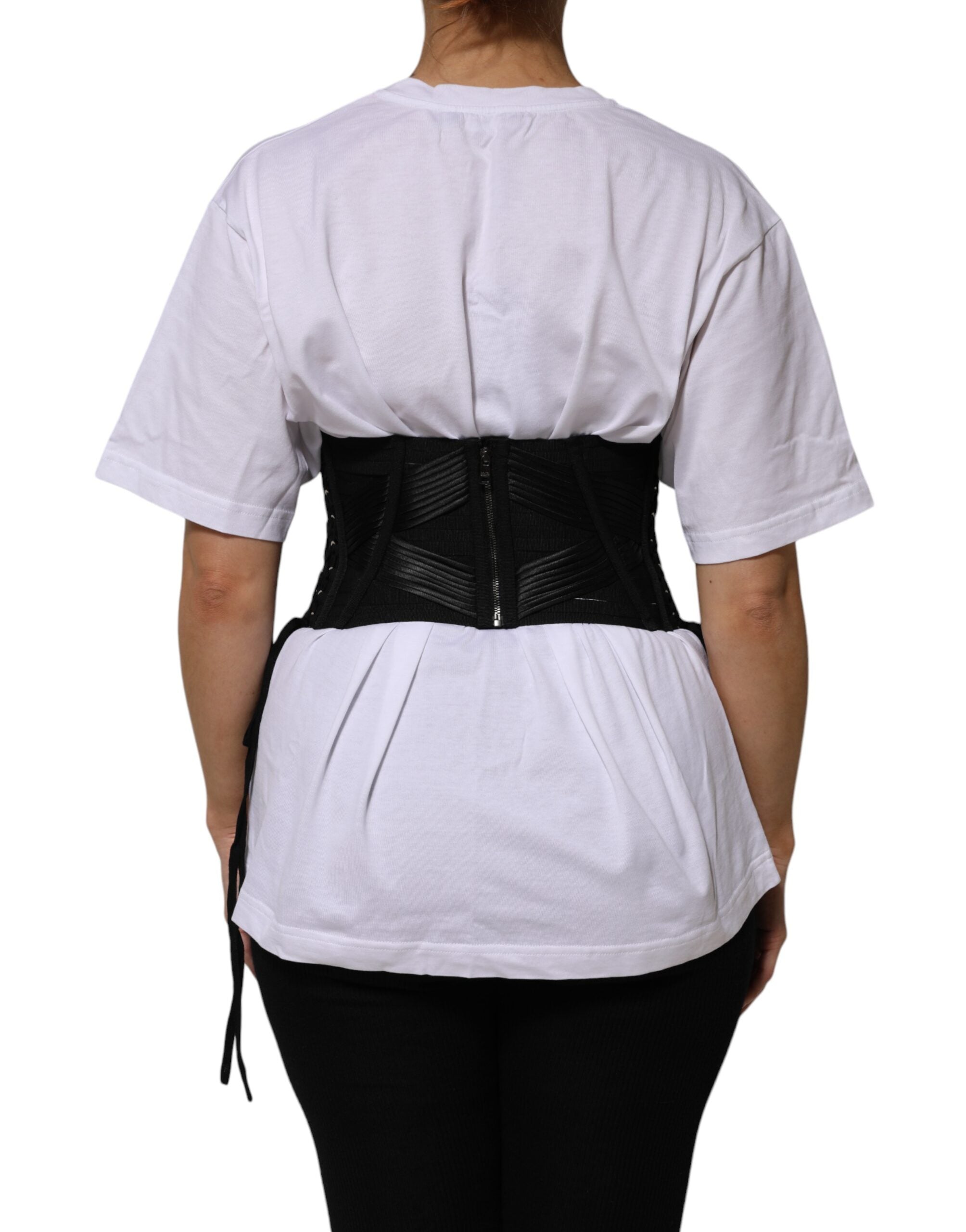 Dolce & Gabbana Black Cotton Waist Lace-Up Strap Corset Belt-4