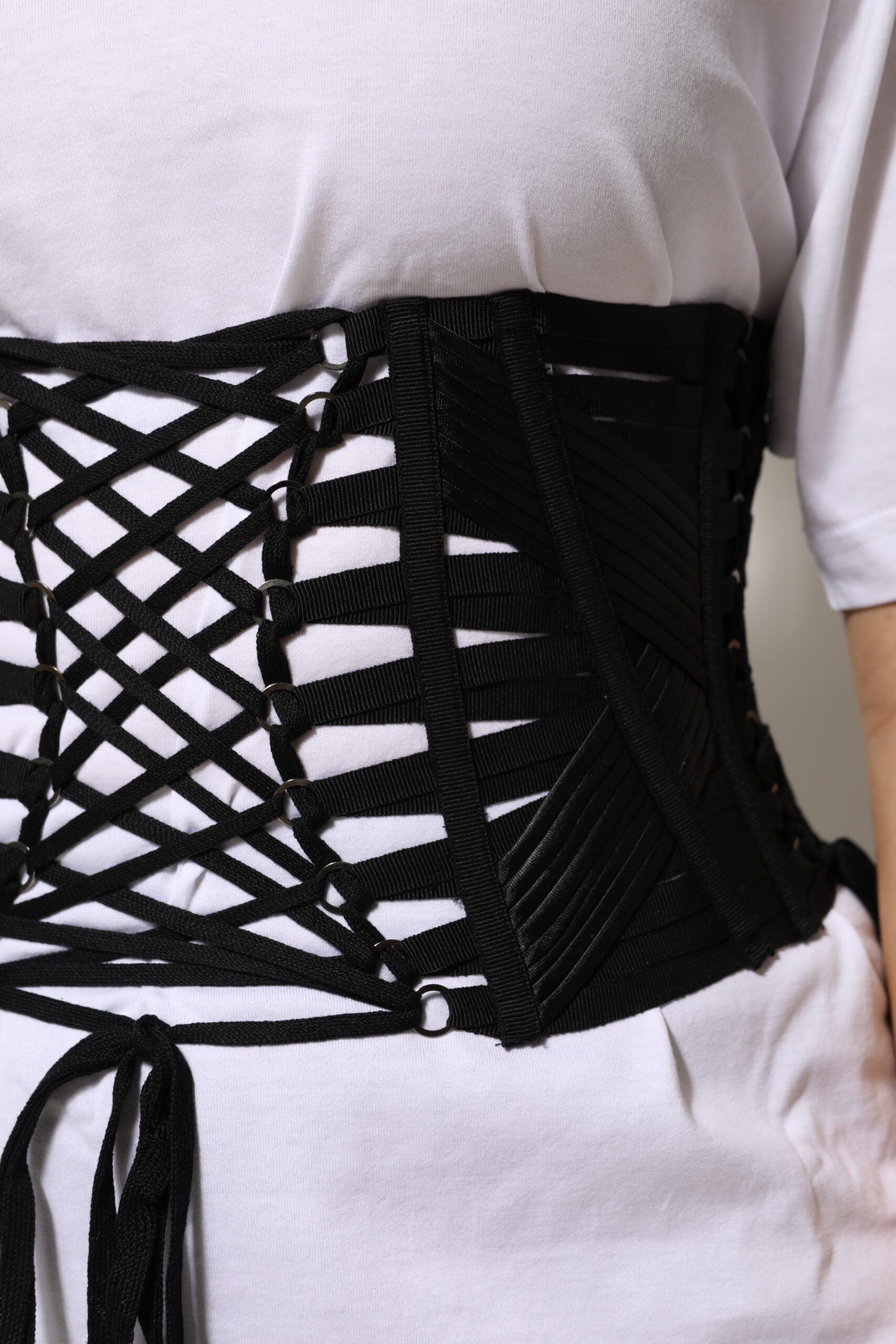 Dolce & Gabbana Black Cotton Waist Lace-Up Strap Corset Belt-5
