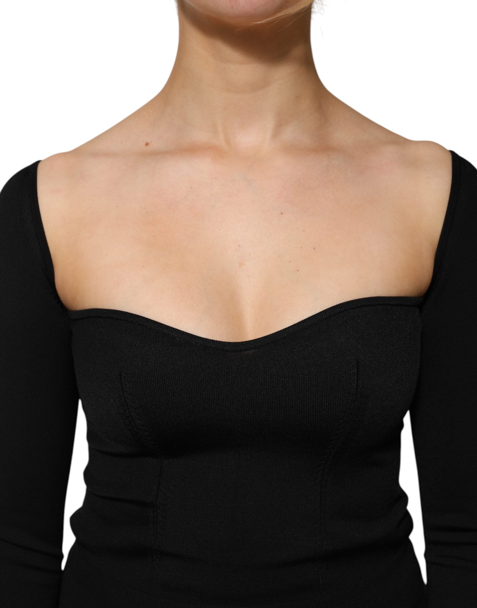 Dolce & Gabbana Schwarzer Viskose-Langarm-Pullover Bluse Top-5