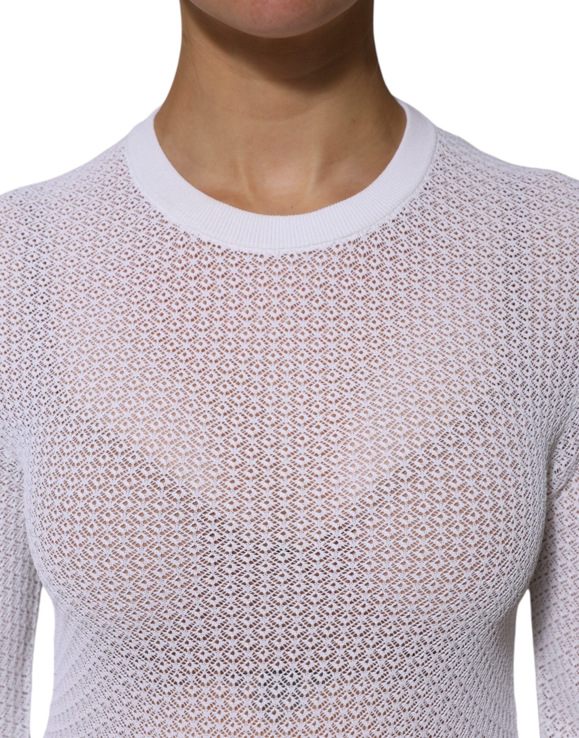 Suéter blanco de manga larga y cuello redondo de Dolce & Gabbana-5