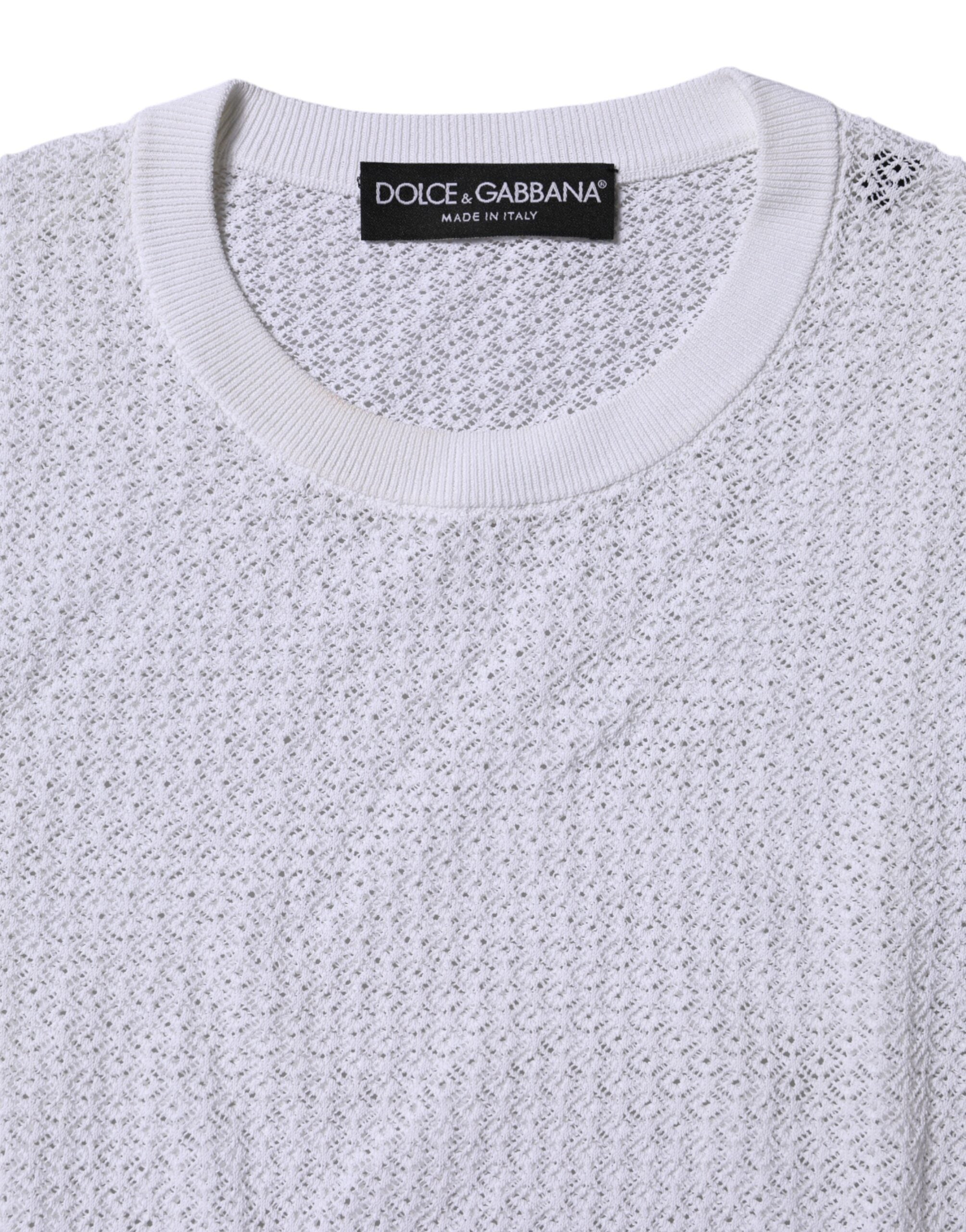 Suéter blanco de manga larga y cuello redondo de Dolce & Gabbana-7