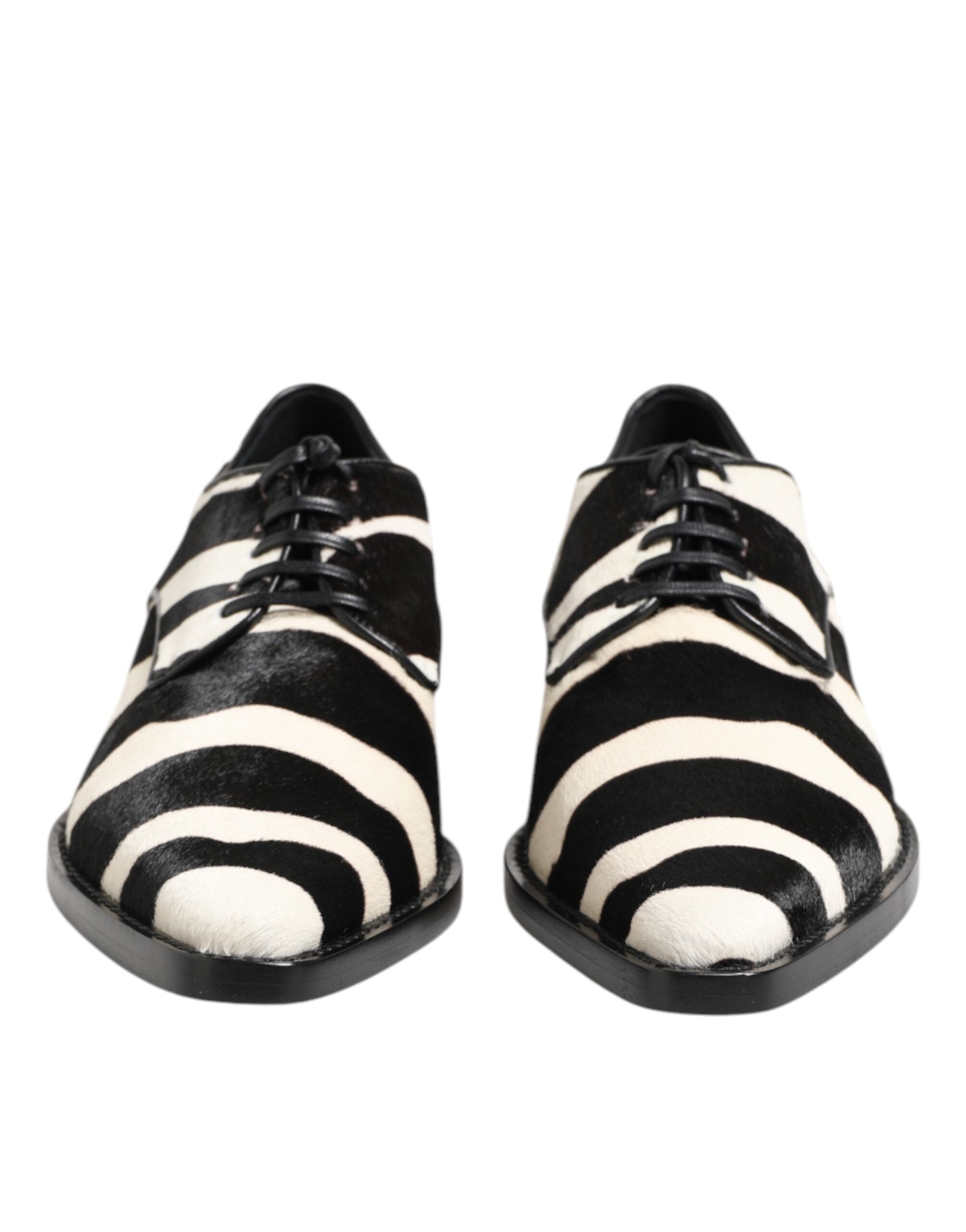 Dolce & Gabbana Black White Zebra Pony Fur Dress Shoes-2