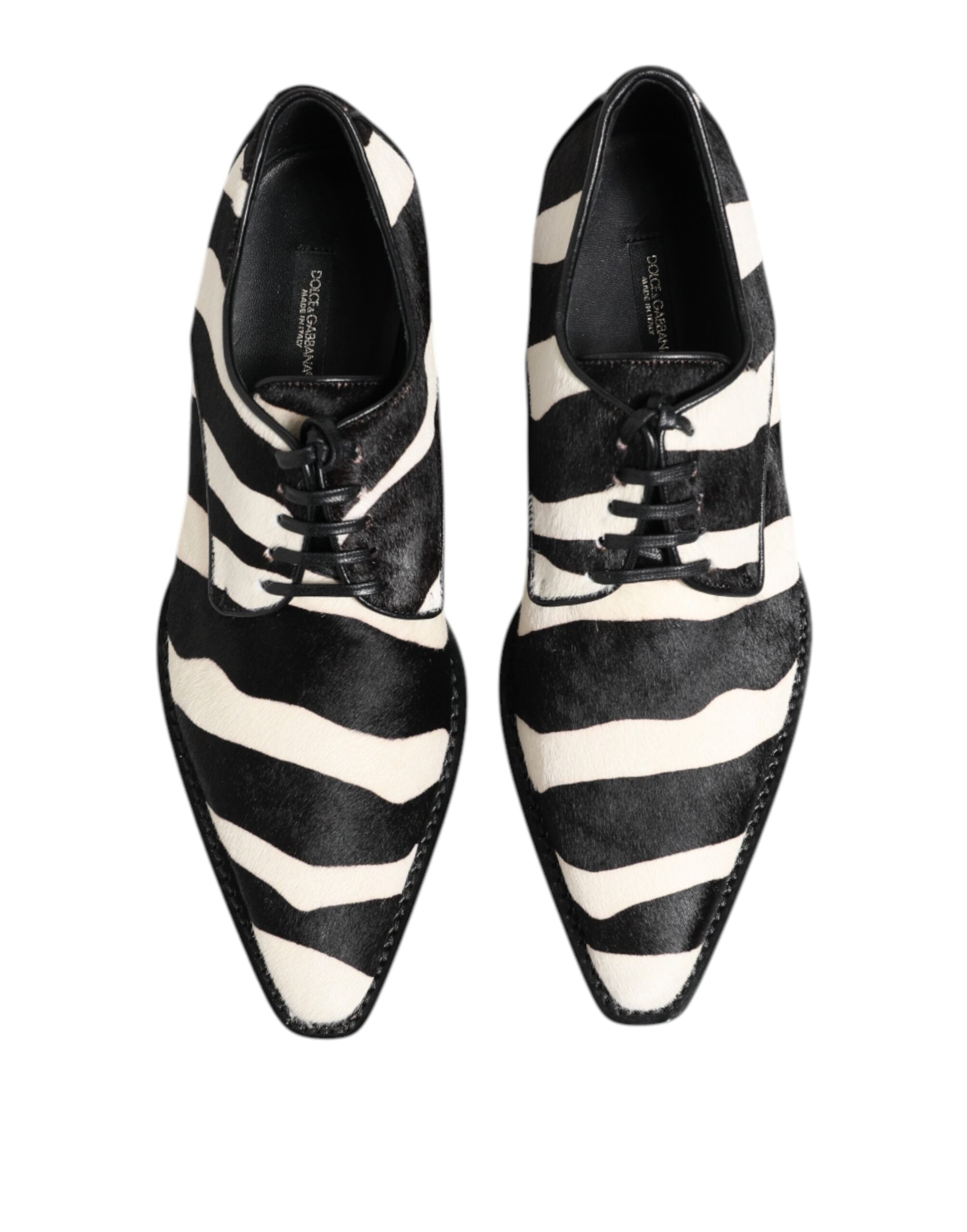 Dolce & Gabbana Black White Zebra Pony Fur Dress Shoes-3