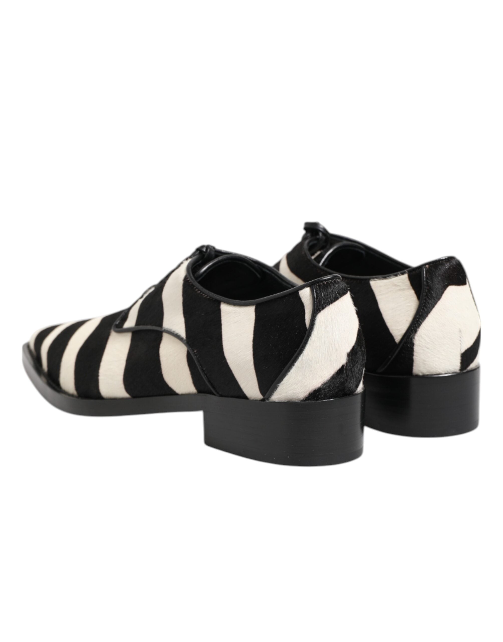 Dolce & Gabbana Black White Zebra Pony Fur Dress Shoes-5