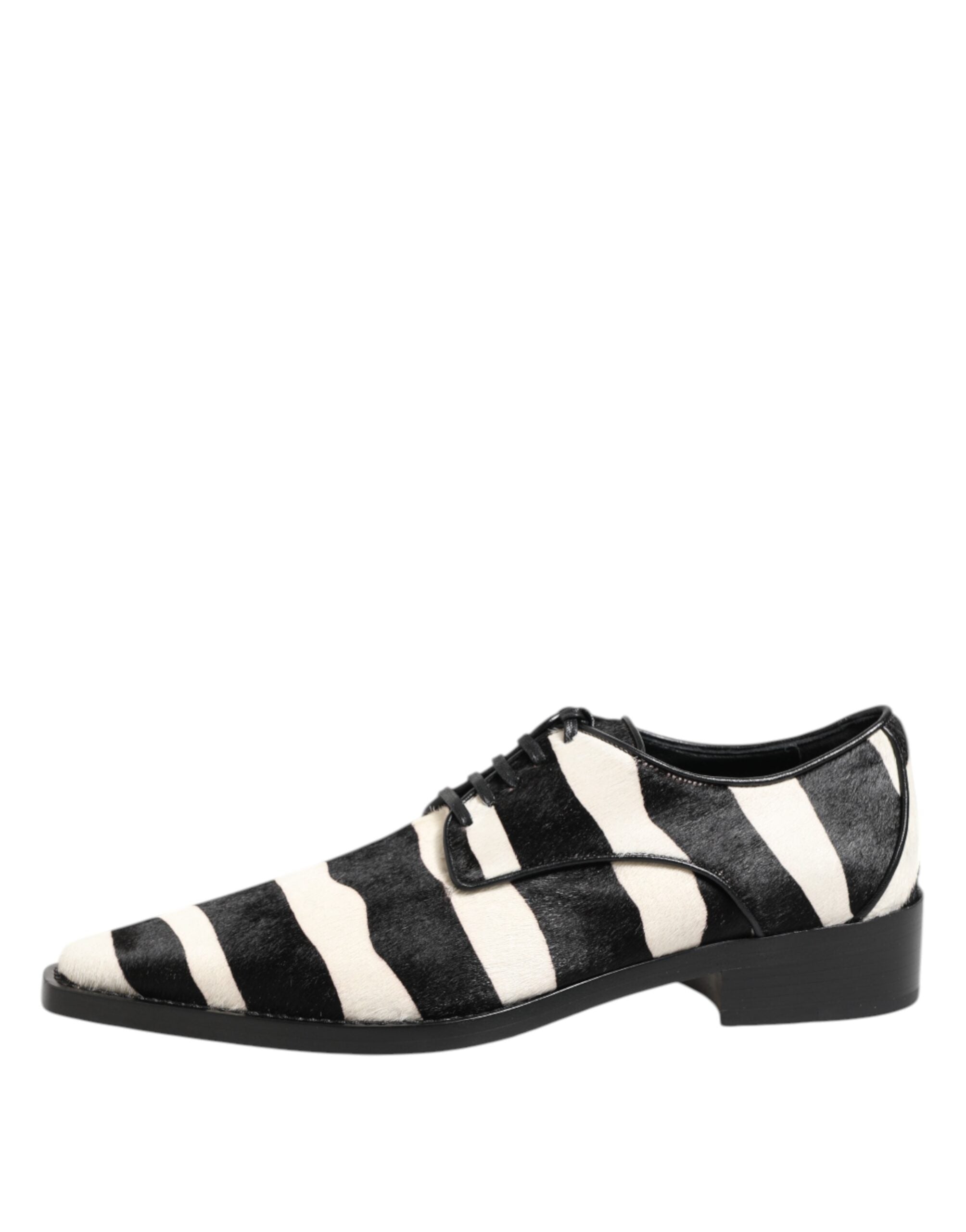 Dolce & Gabbana Black White Zebra Pony Fur Dress Shoes-6