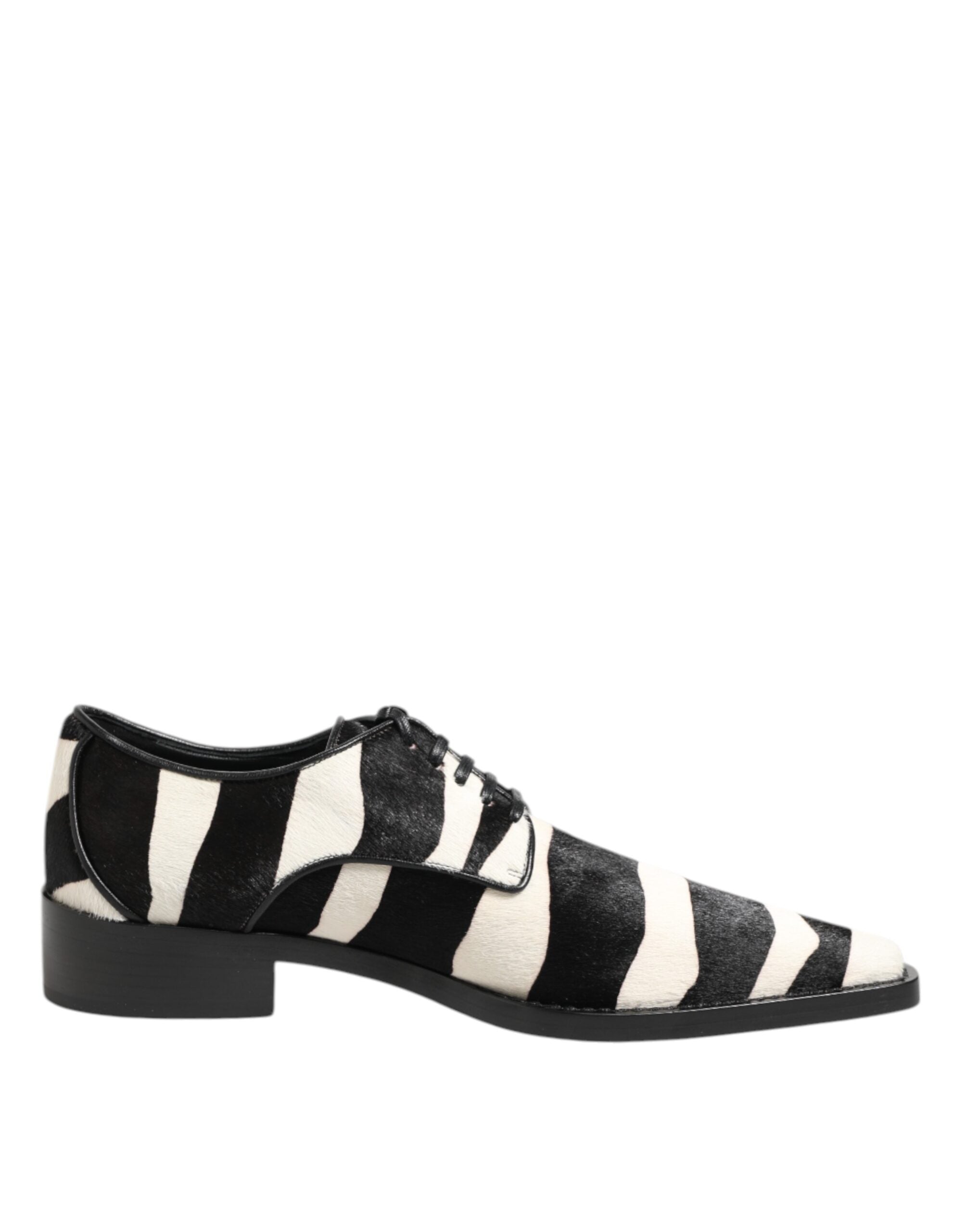 Dolce & Gabbana Black White Zebra Pony Fur Dress Shoes-1