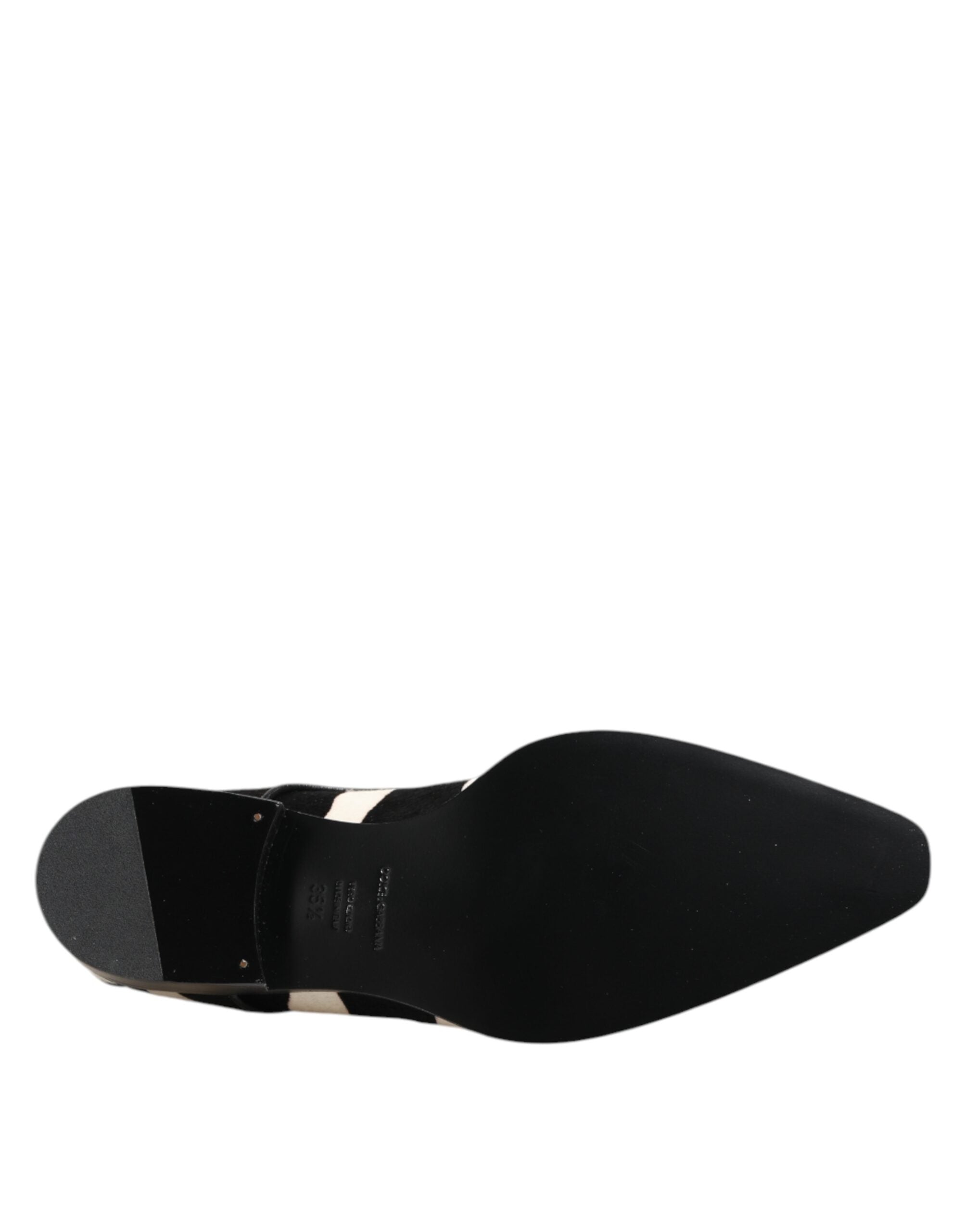 Dolce & Gabbana Black White Zebra Pony Fur Dress Shoes-8