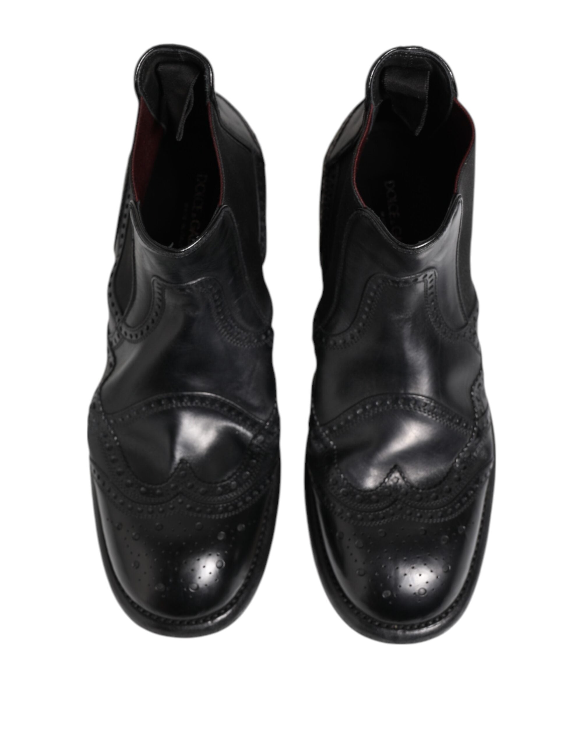 Dolce & Gabbana Black Leather Ankle Boots Slip On Shoes-3