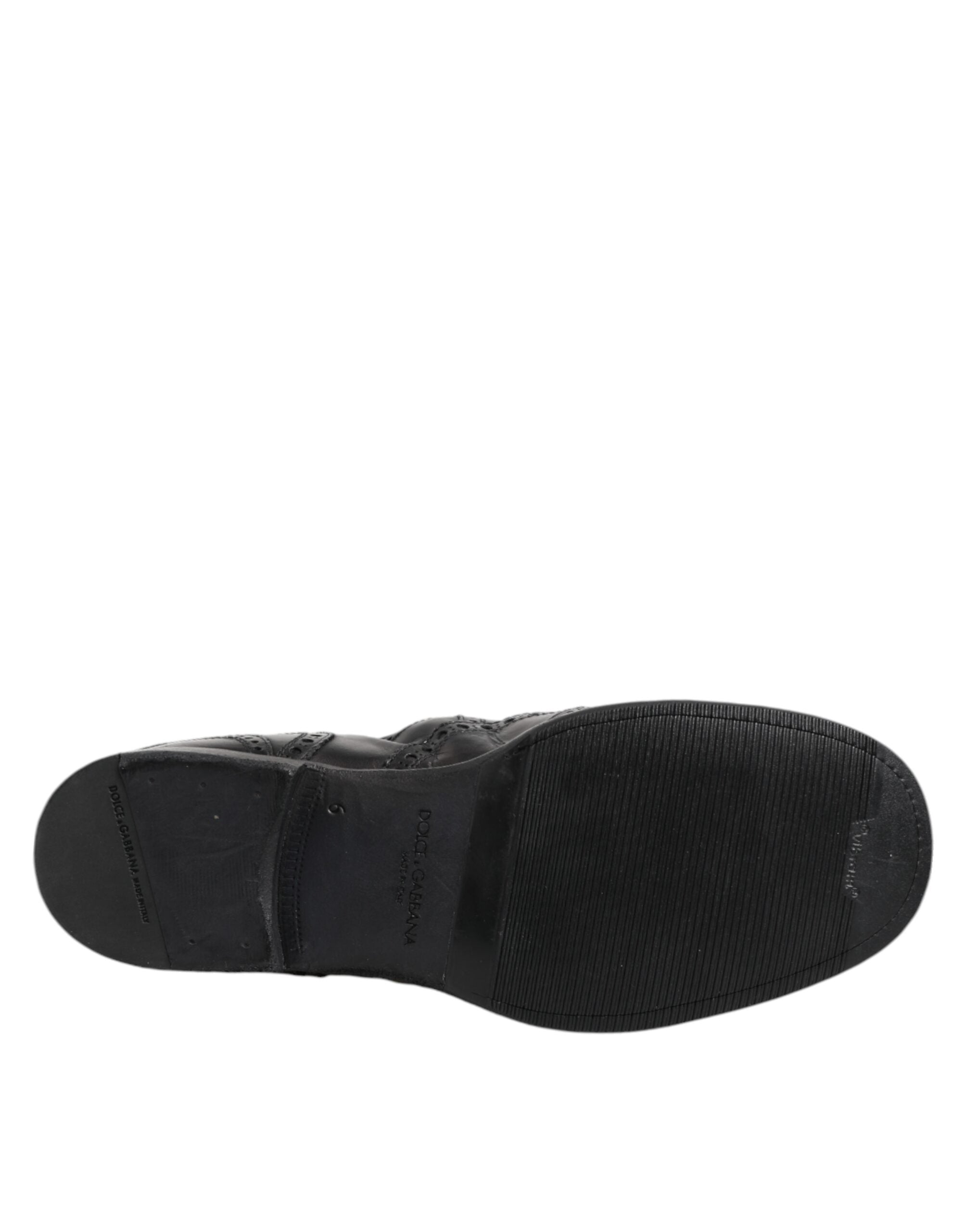Dolce & Gabbana Black Leather Ankle Boots Slip On Shoes-8