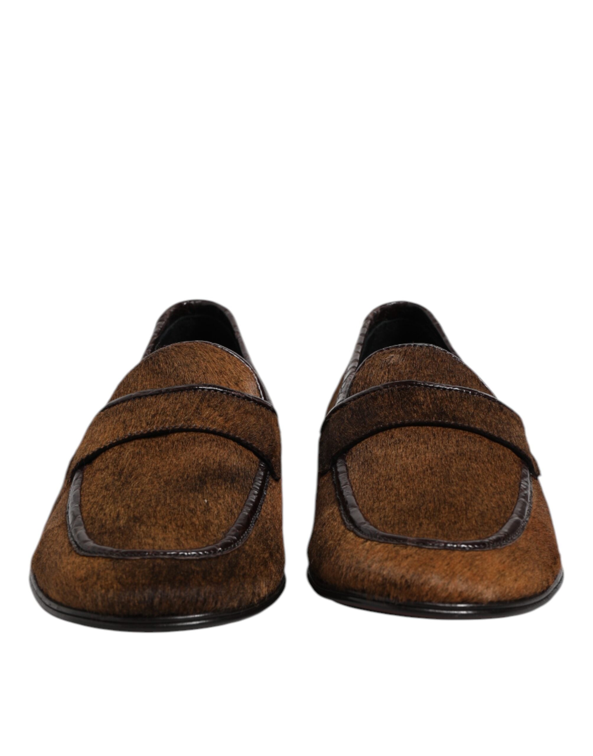 Dolce & Gabbana Brown Leather Loafers Slip On Men's Dress Shoes-2