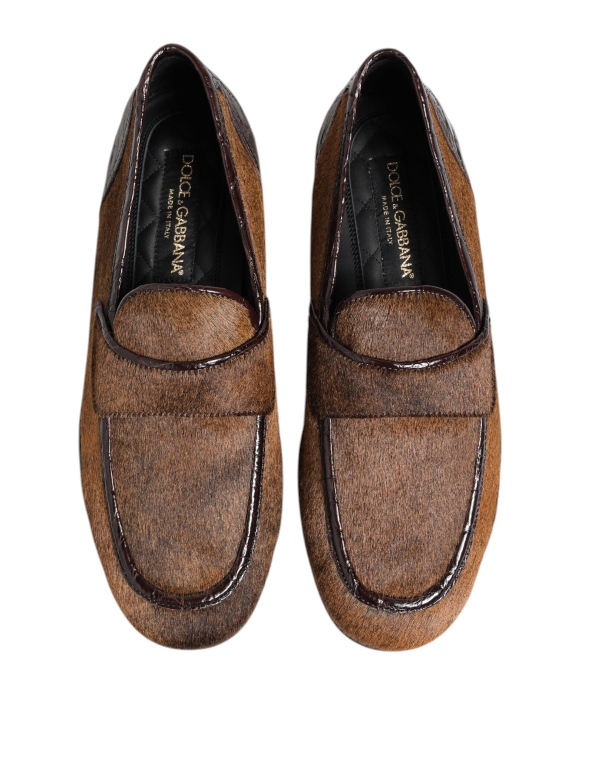 Dolce & Gabbana Brown Leather Loafers Slip On Men's Dress Shoes-3