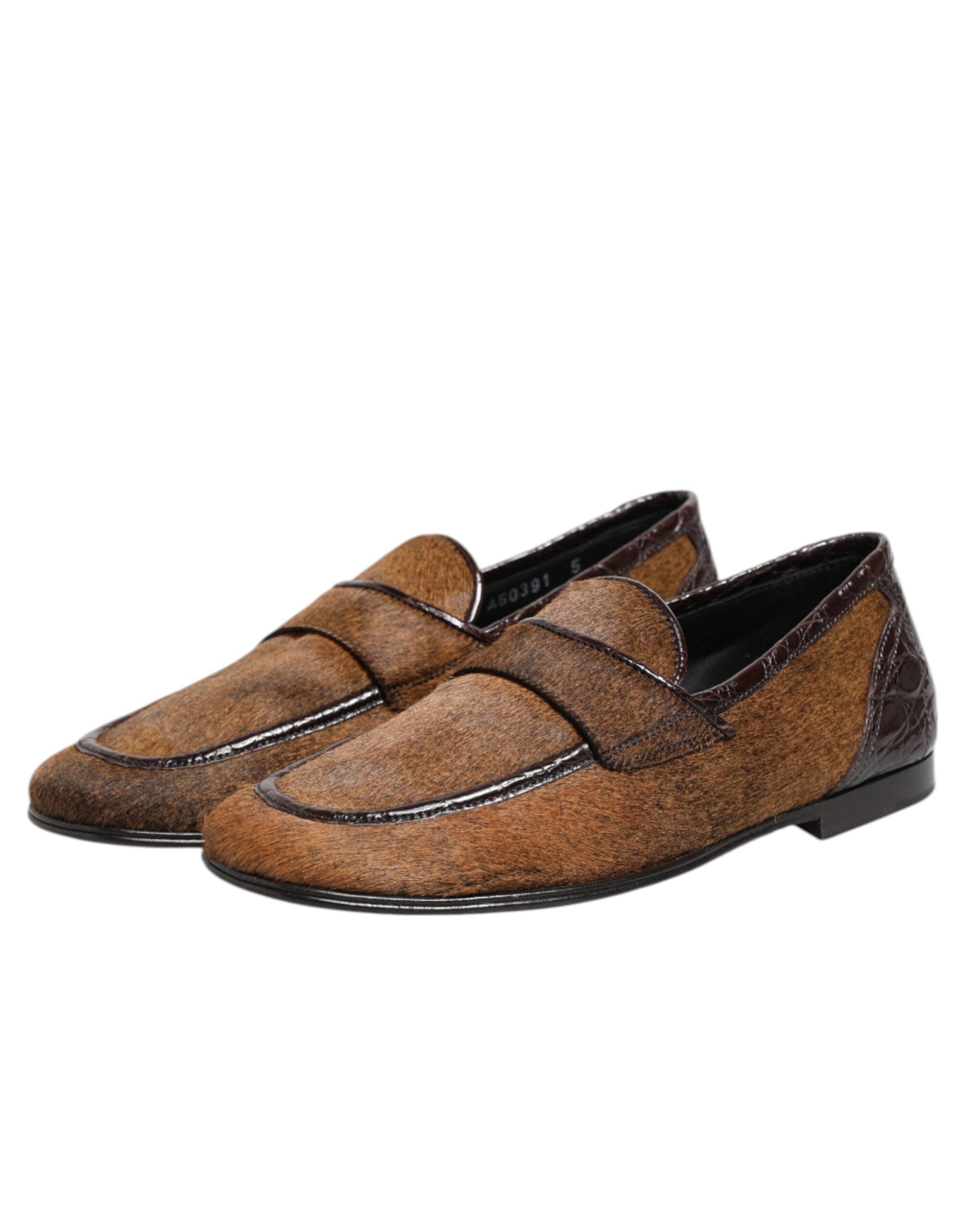 Dolce & Gabbana Brown Leather Loafers Slip On Men's Dress Shoes-4