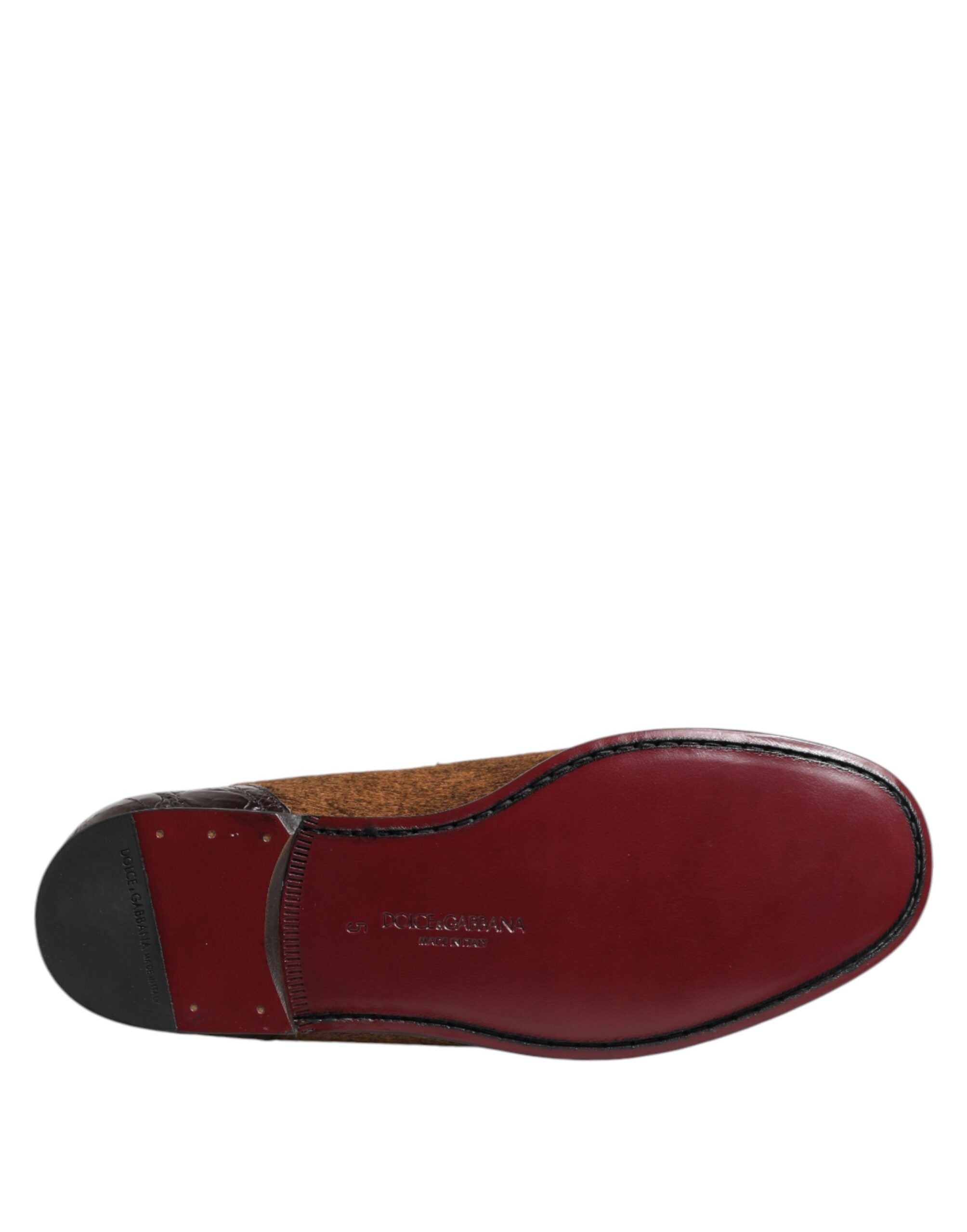 Dolce & Gabbana Brown Leather Loafers Slip On Men's Dress Shoes-8
